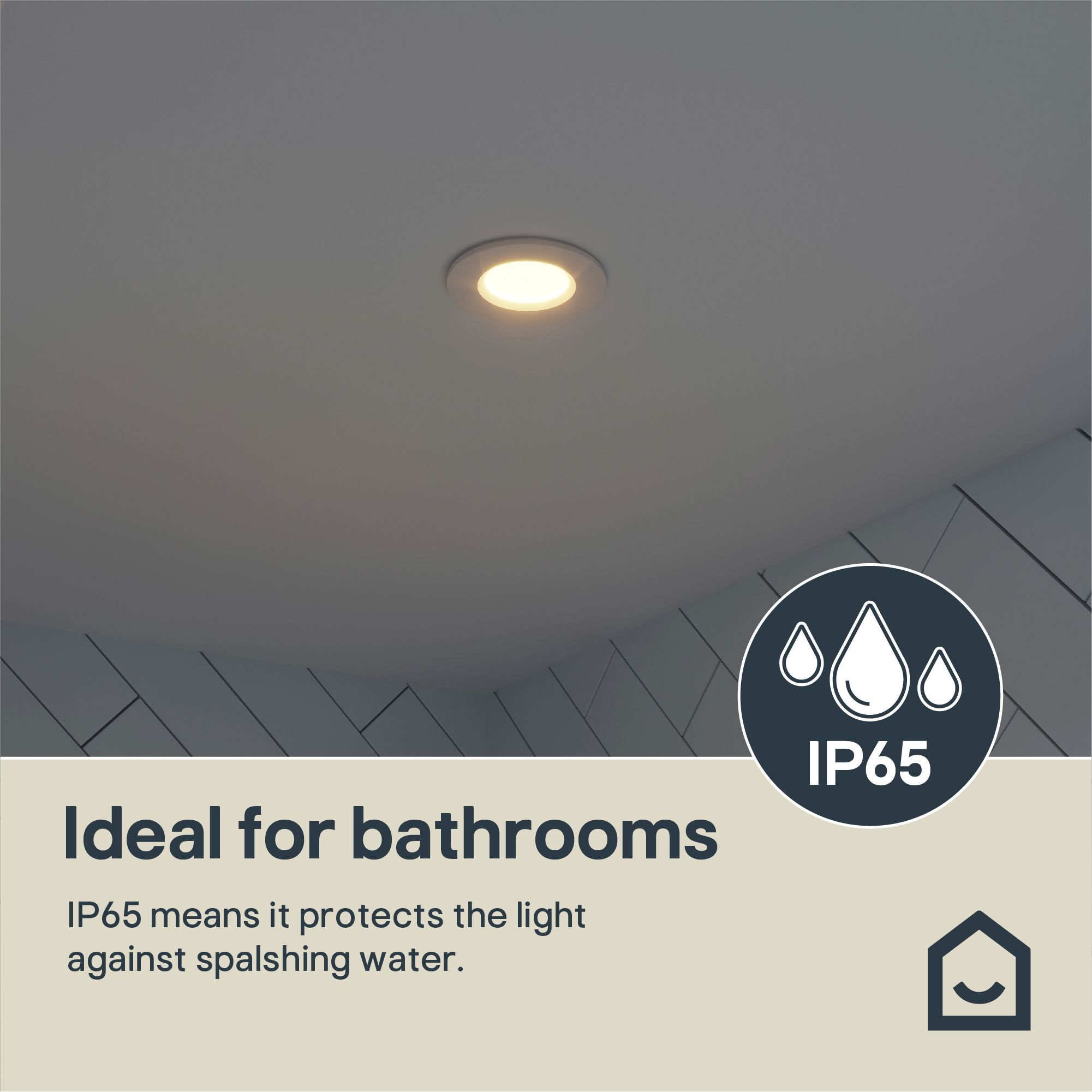 Etana White Non-adjustable LED Warm white Downlight 4.7W IP65