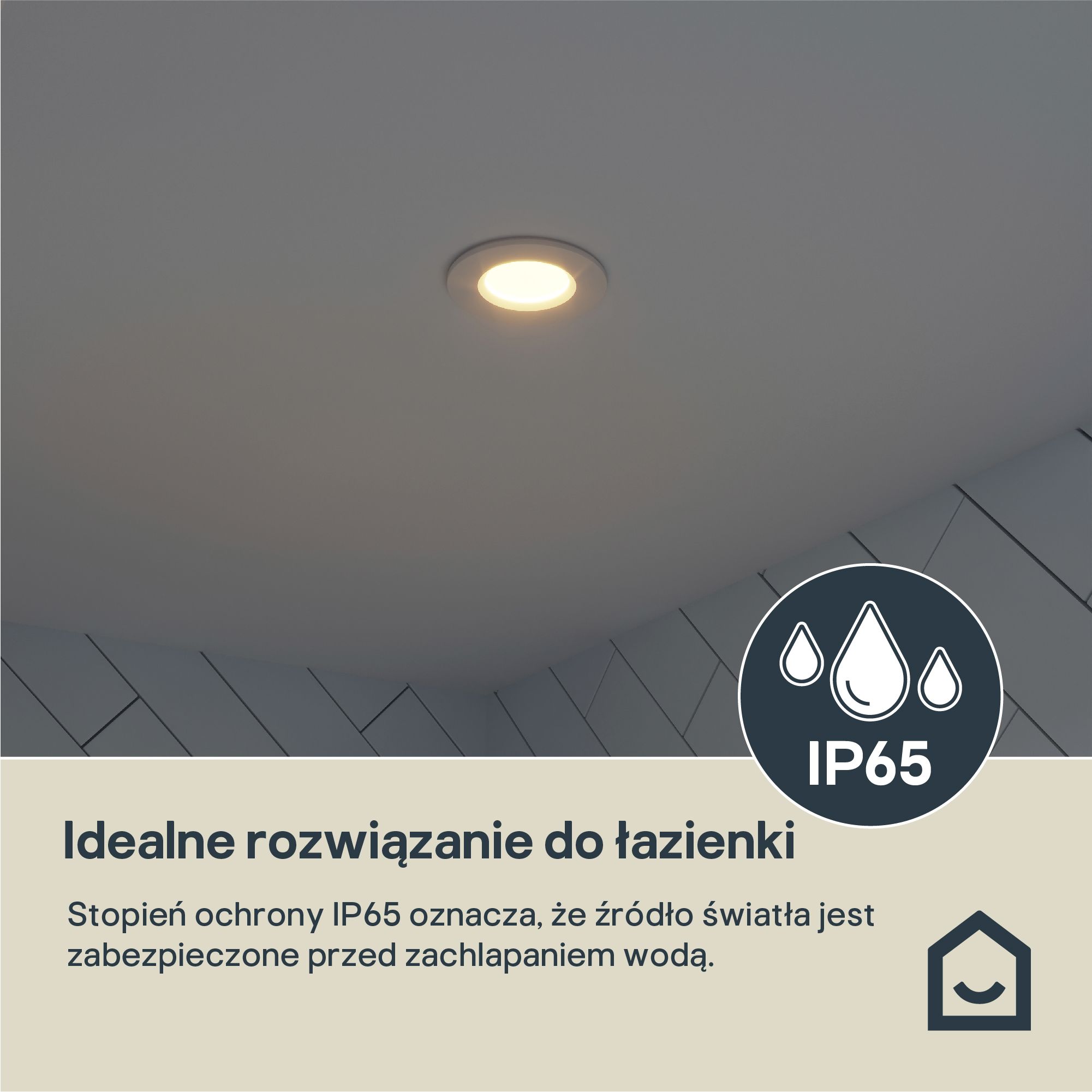 Etana White Non-adjustable LED Warm white Downlight 4.7W IP65