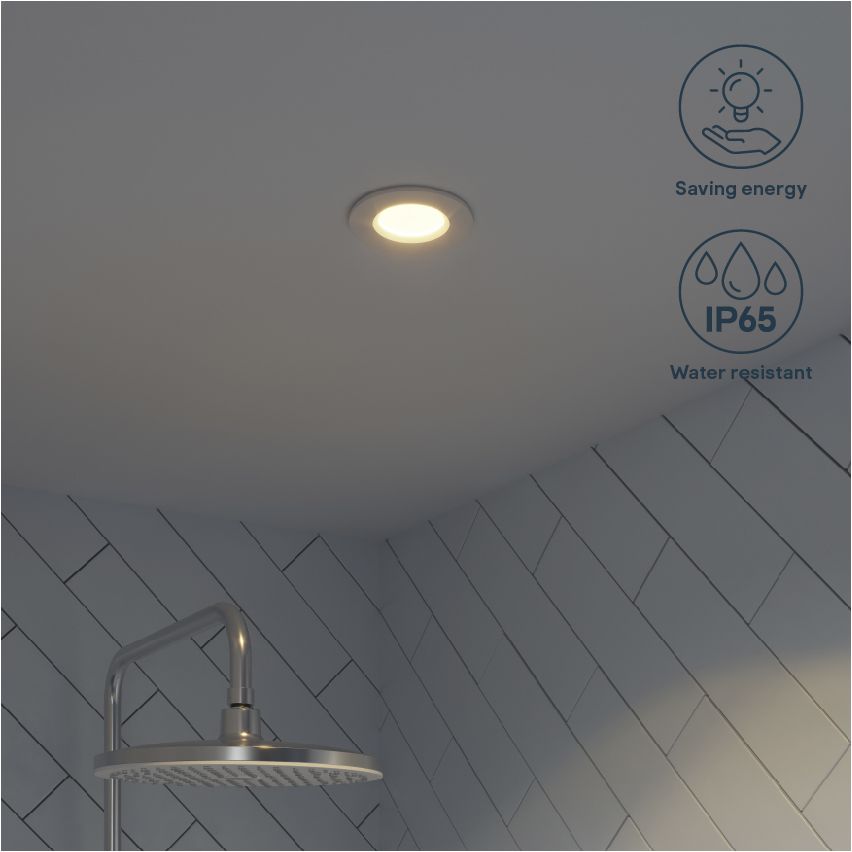Etana White Non-adjustable LED Warm white Downlight 4.7W IP65