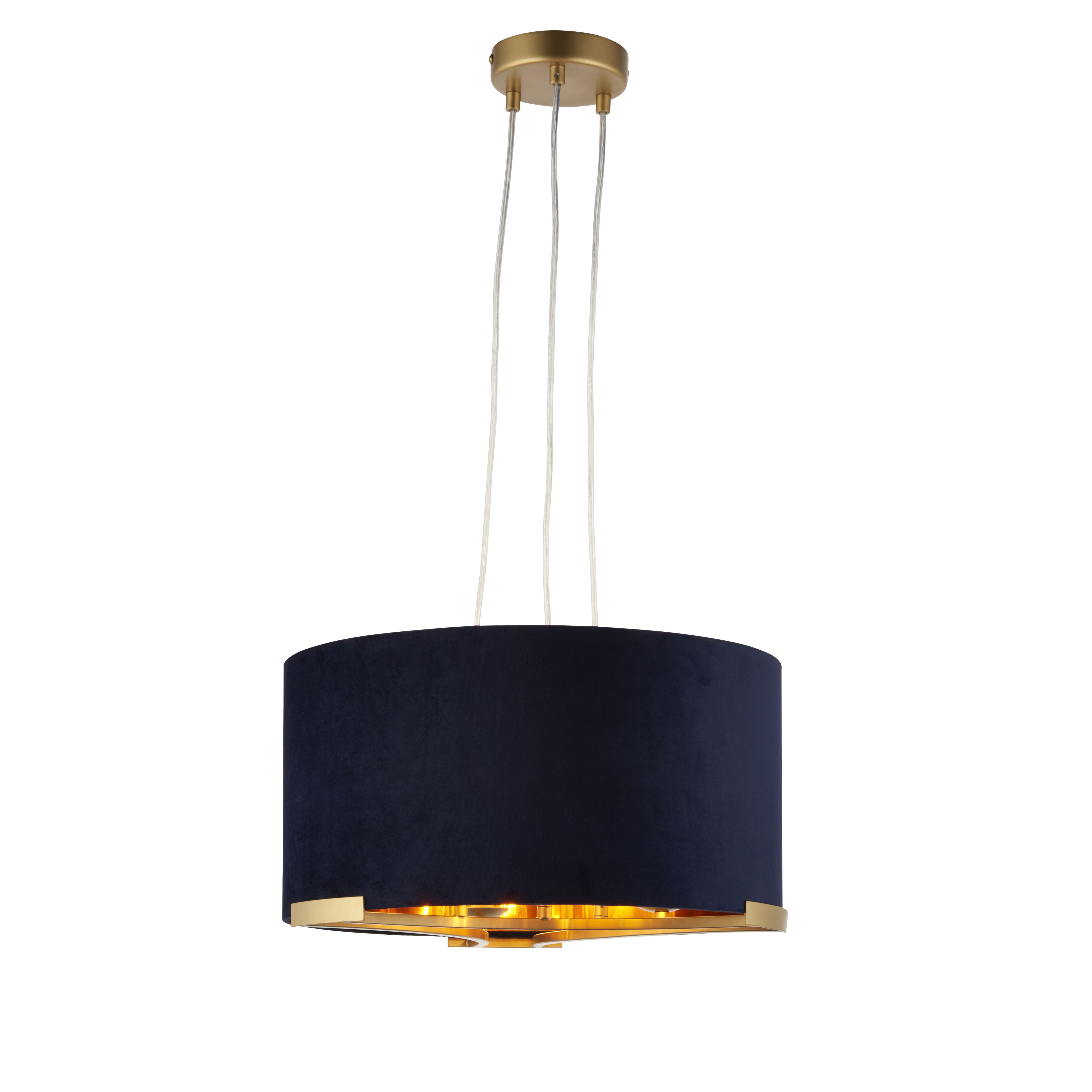 Eternal Matt Navy Gold effect 3 Lamp Light pendant, (Dia)430mm