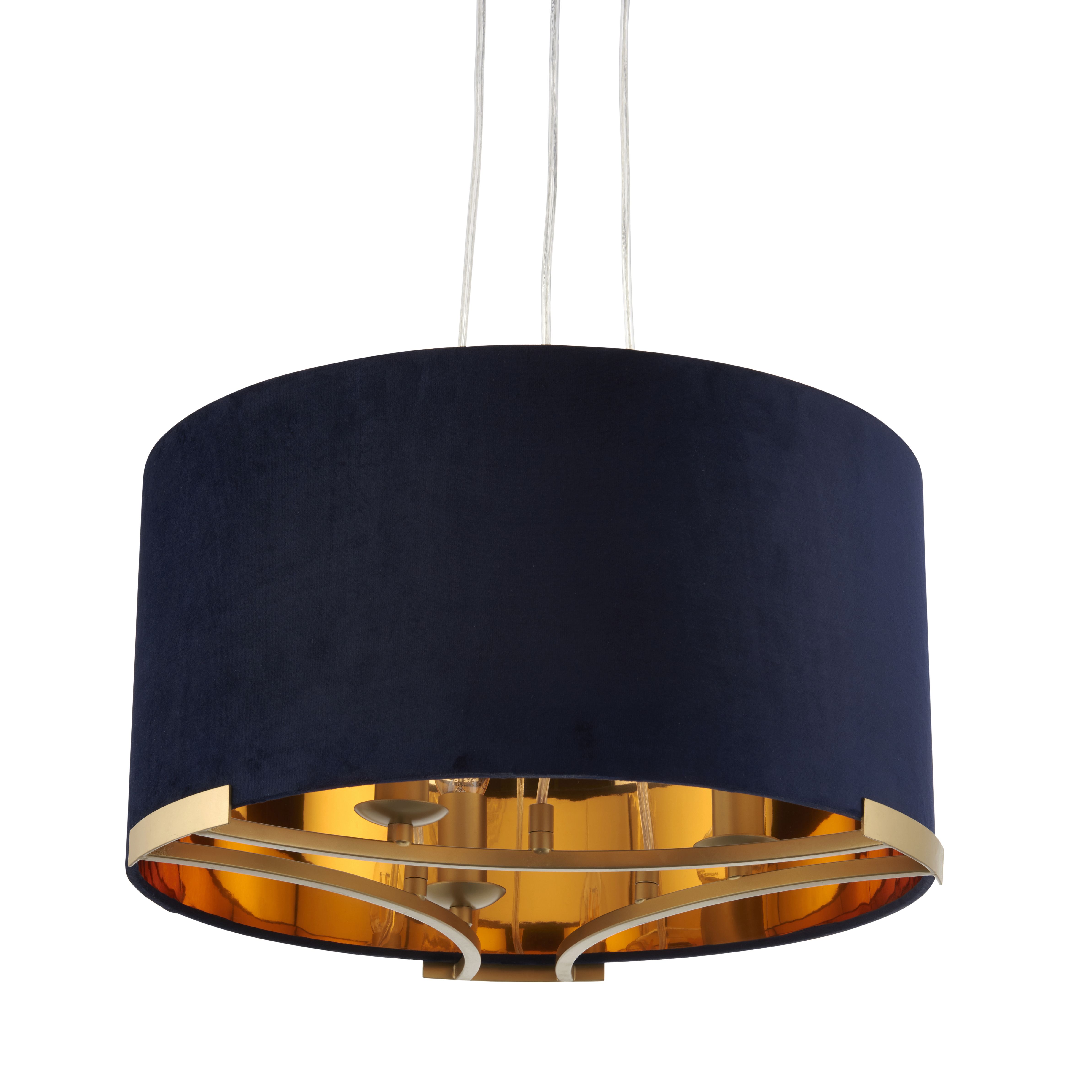 Eternal Matt Navy Gold effect 3 Lamp Light pendant, (Dia)430mm