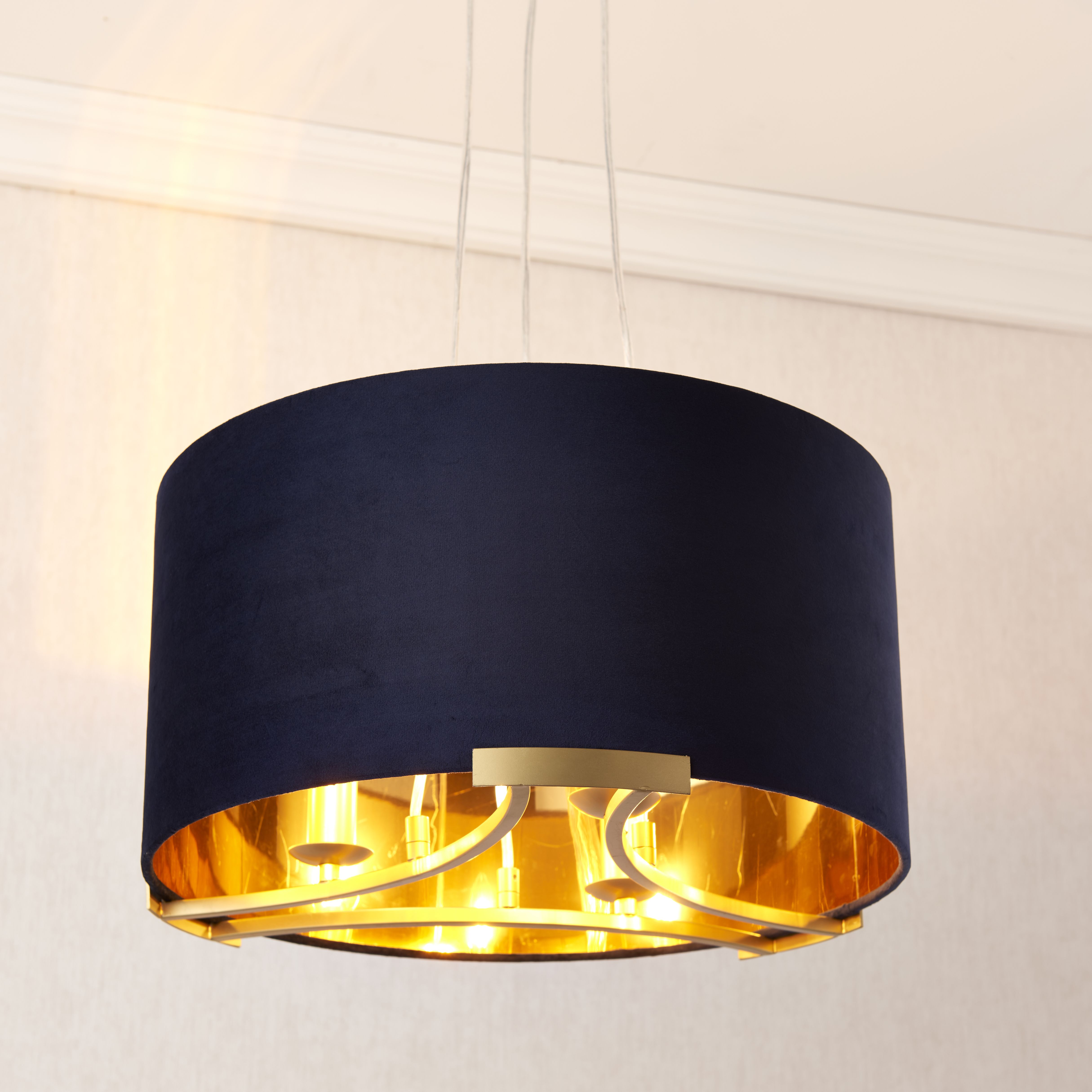 Eternal Matt Navy Gold effect 3 Lamp Light pendant, (Dia)430mm