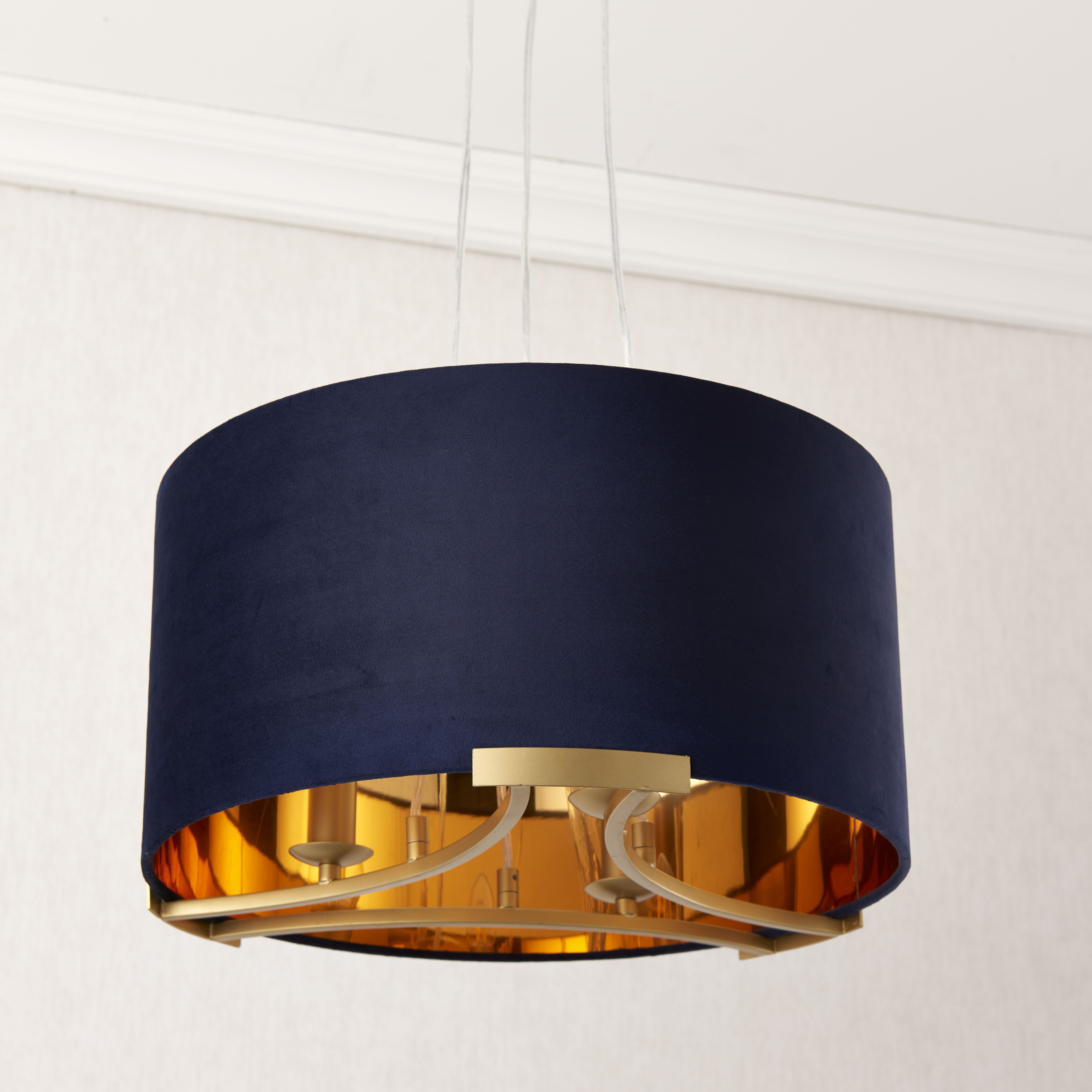 Eternal Matt Navy Gold effect 3 Lamp Light pendant, (Dia)430mm