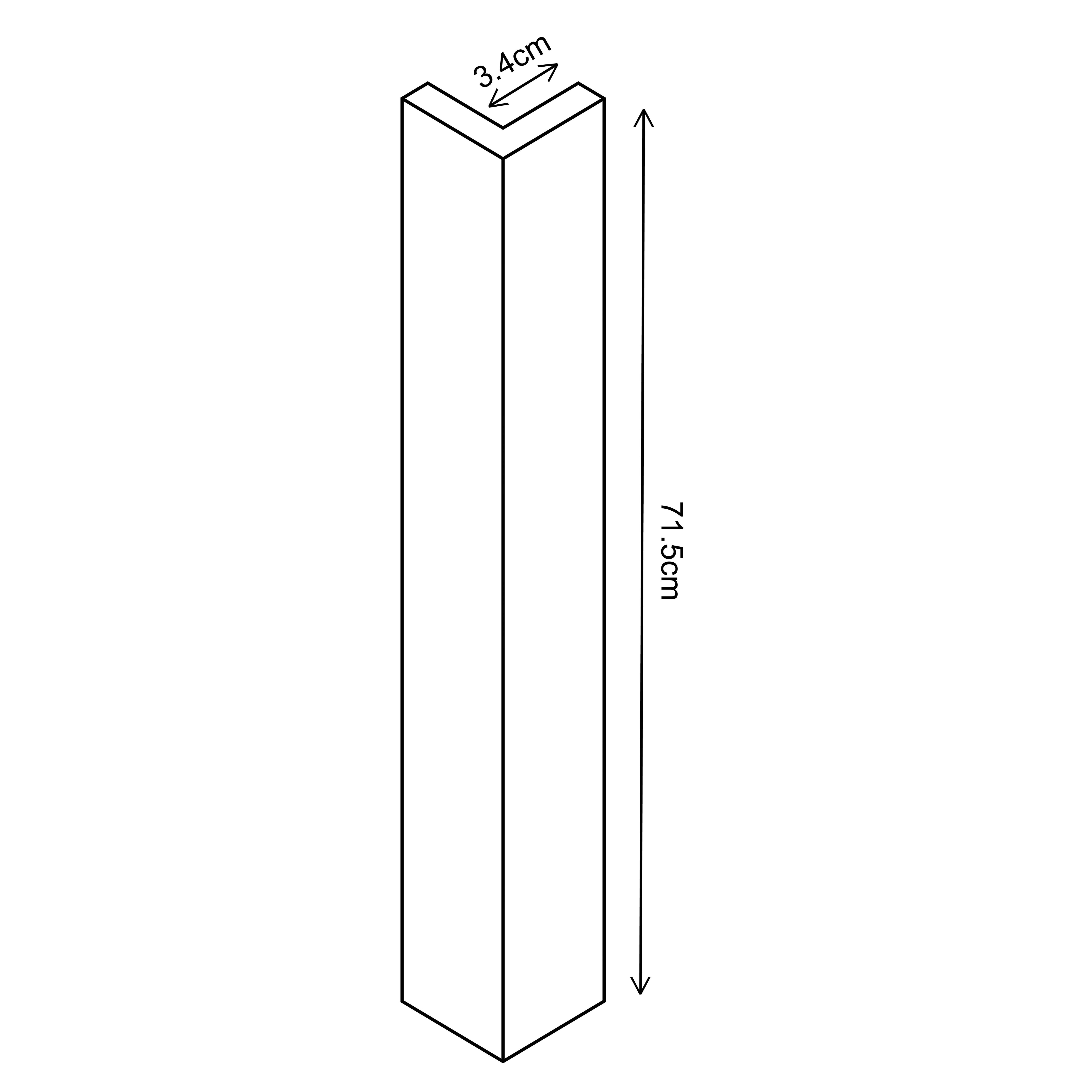 Ethos Matt black Standard Wall corner post, (W)34mm (L)715mm