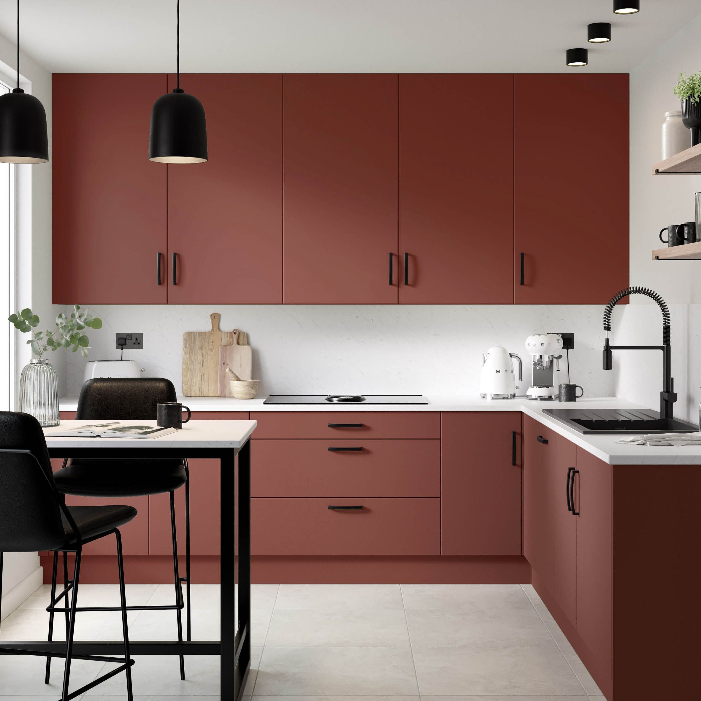 Ethos Matt tuscan red Tall Clad on larder panel (H)2400mm (W)640mm