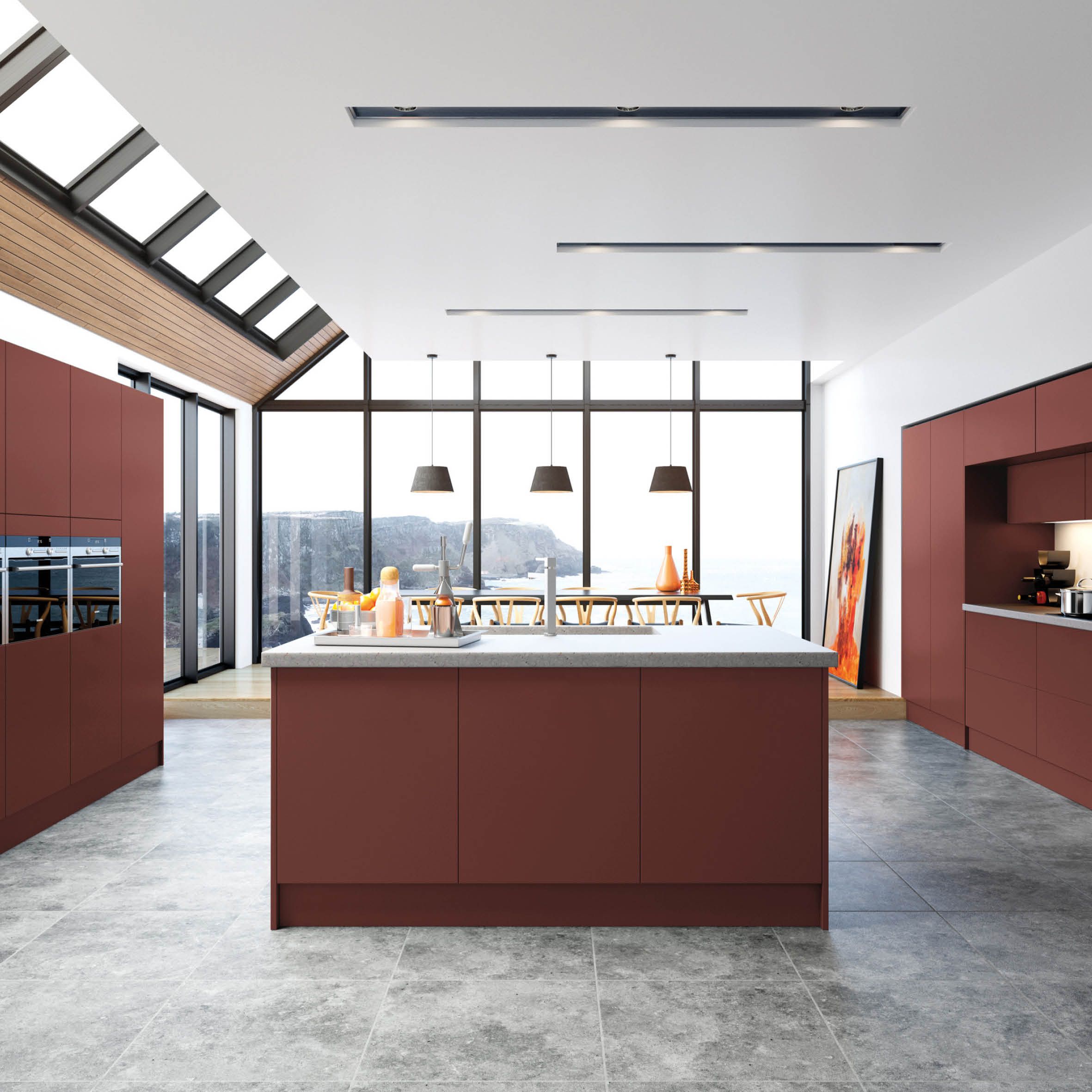 Ethos Matt tuscan red Tall Clad on larder panel (H)2400mm (W)640mm