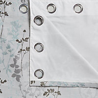 Evania Duck egg Floral Lined Eyelet Curtains (W)167cm (L)183cm, Pair