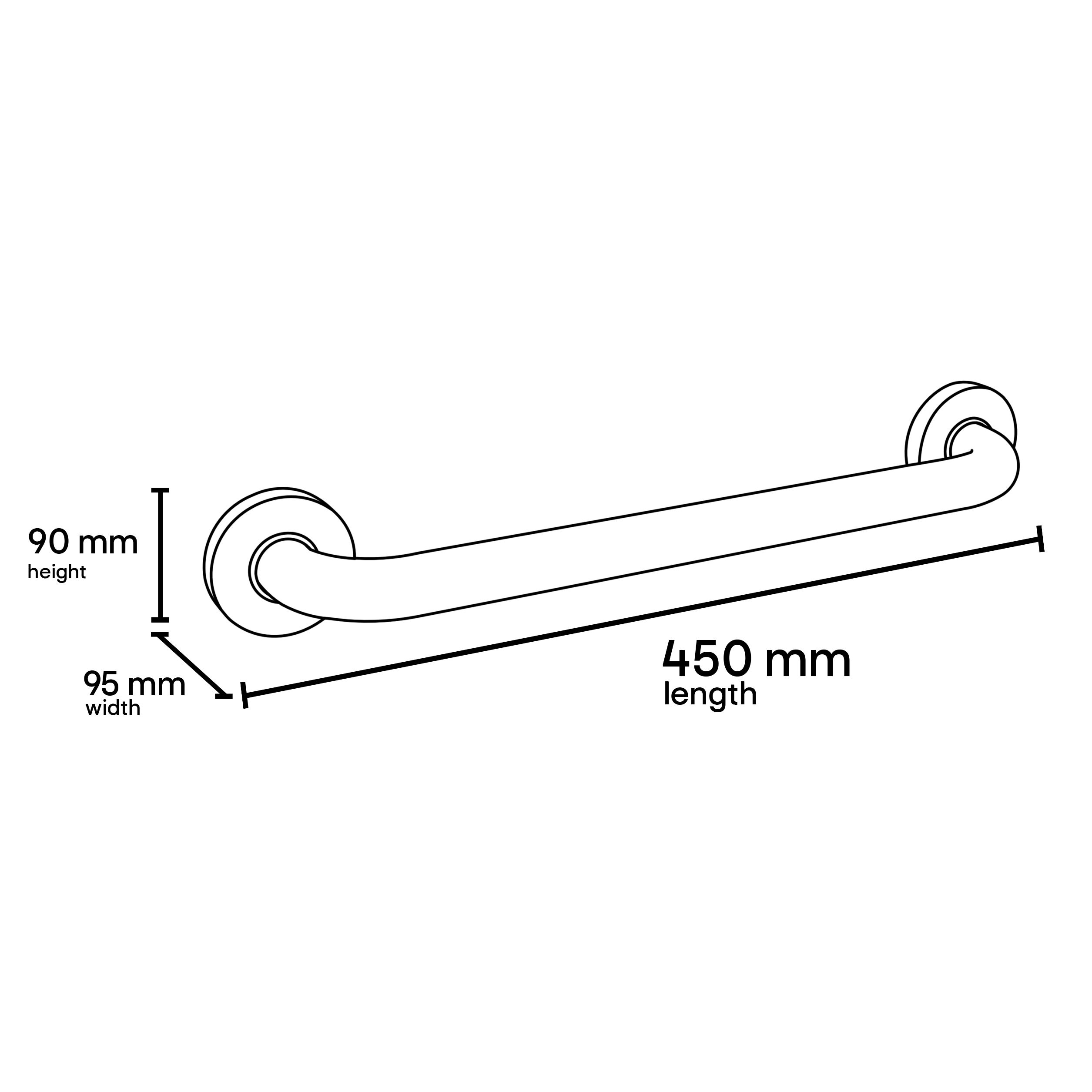 Evekare Comfort grip Black Curved Grab rail (L)450mm | Tradepoint