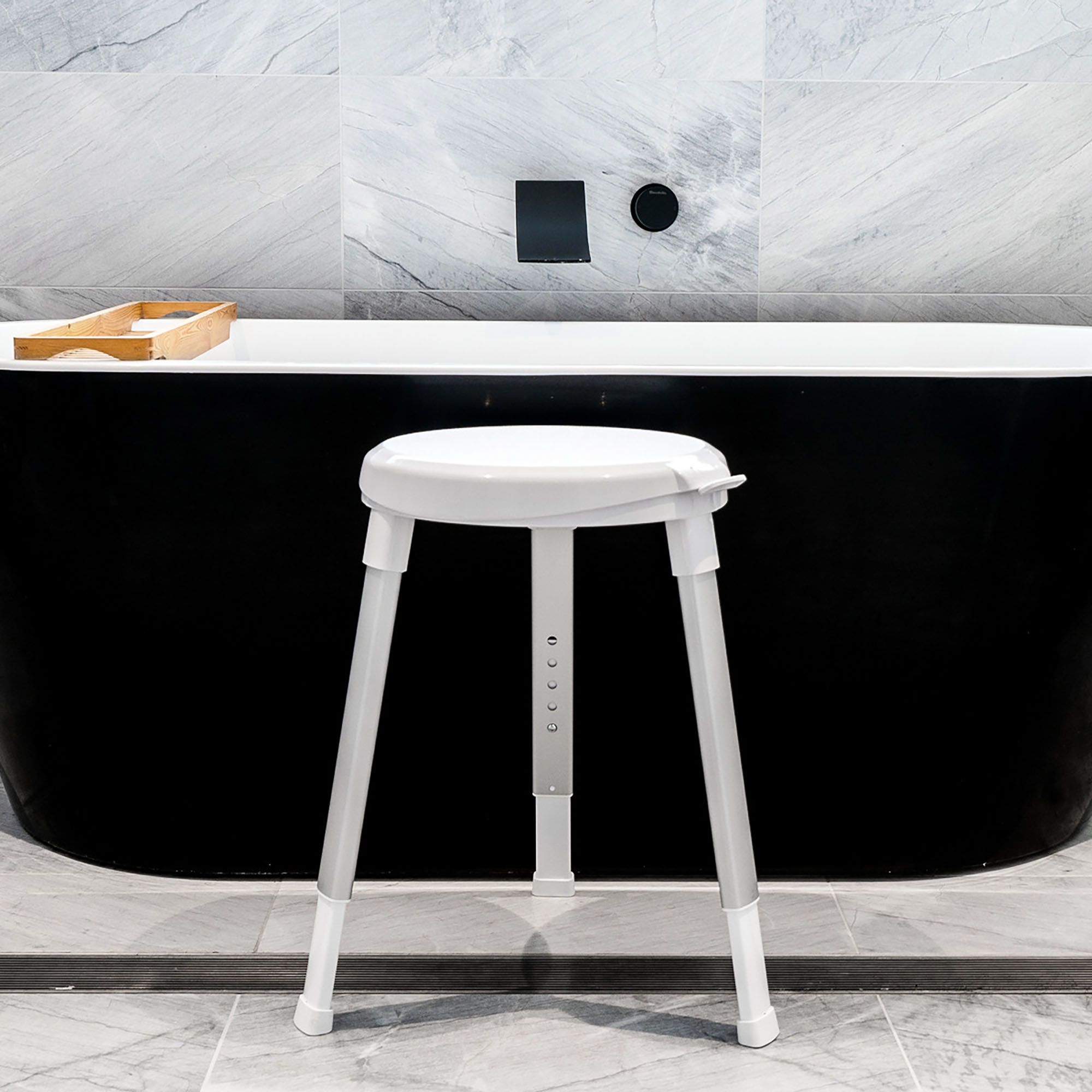 Evekare Deluxe White Plastic Freestanding Shower seat (H)530mm (W)357mm