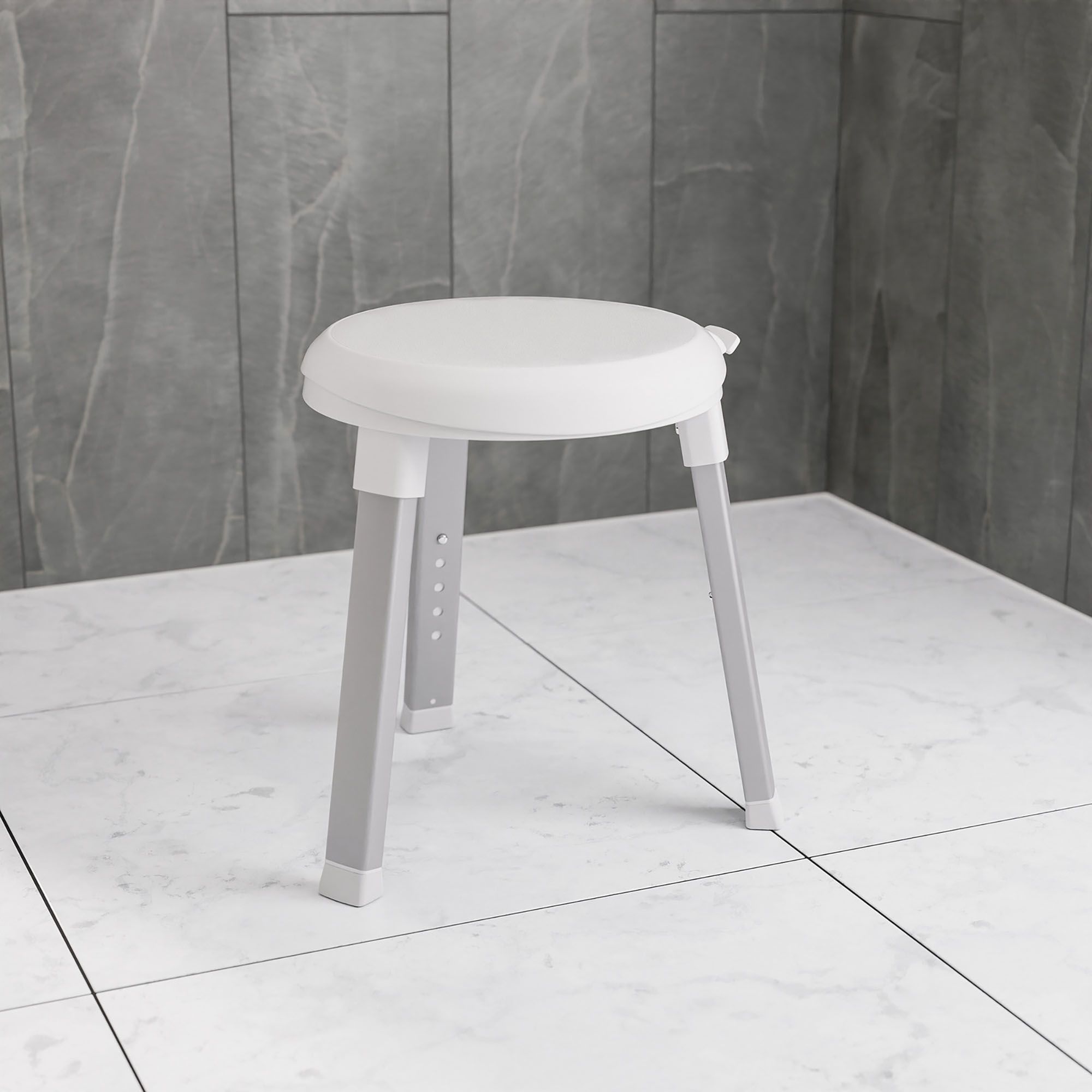 Evekare Deluxe White Plastic Freestanding Shower seat (H)530mm (W)357mm