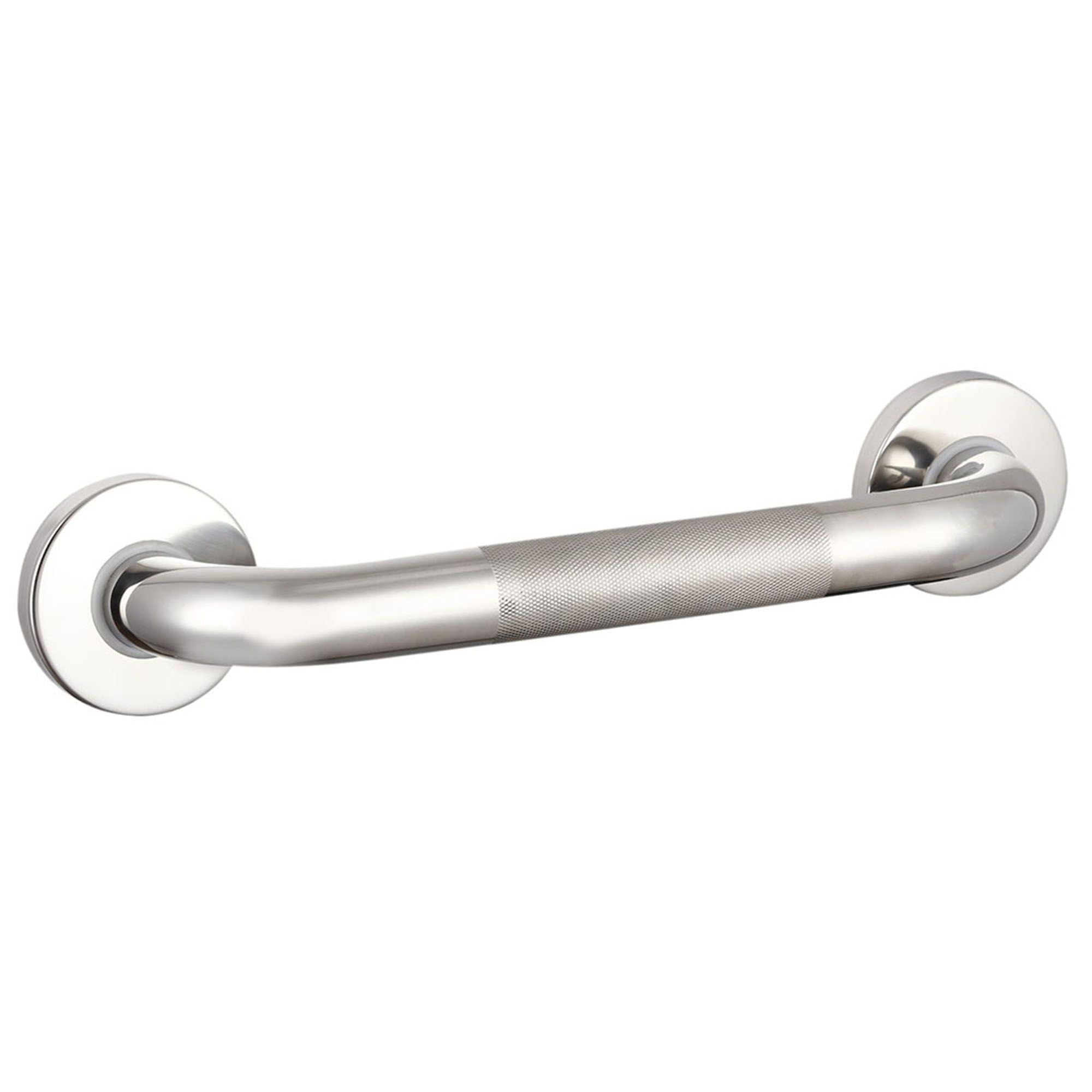 Evekare Knurled Silver effect Curved Wall-mounted Grab rail (L)300mm