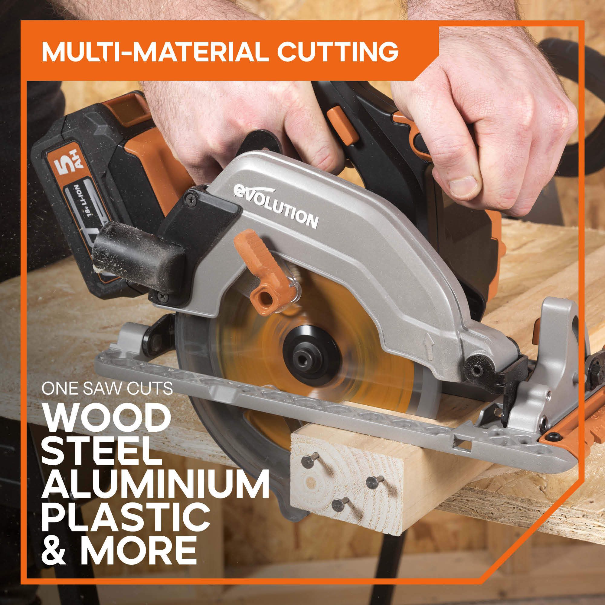 Evolution 18V 165mm Replaceable carbon brushed Cordless Circular saw (Bare Tool) - R165CCS-Li 18V