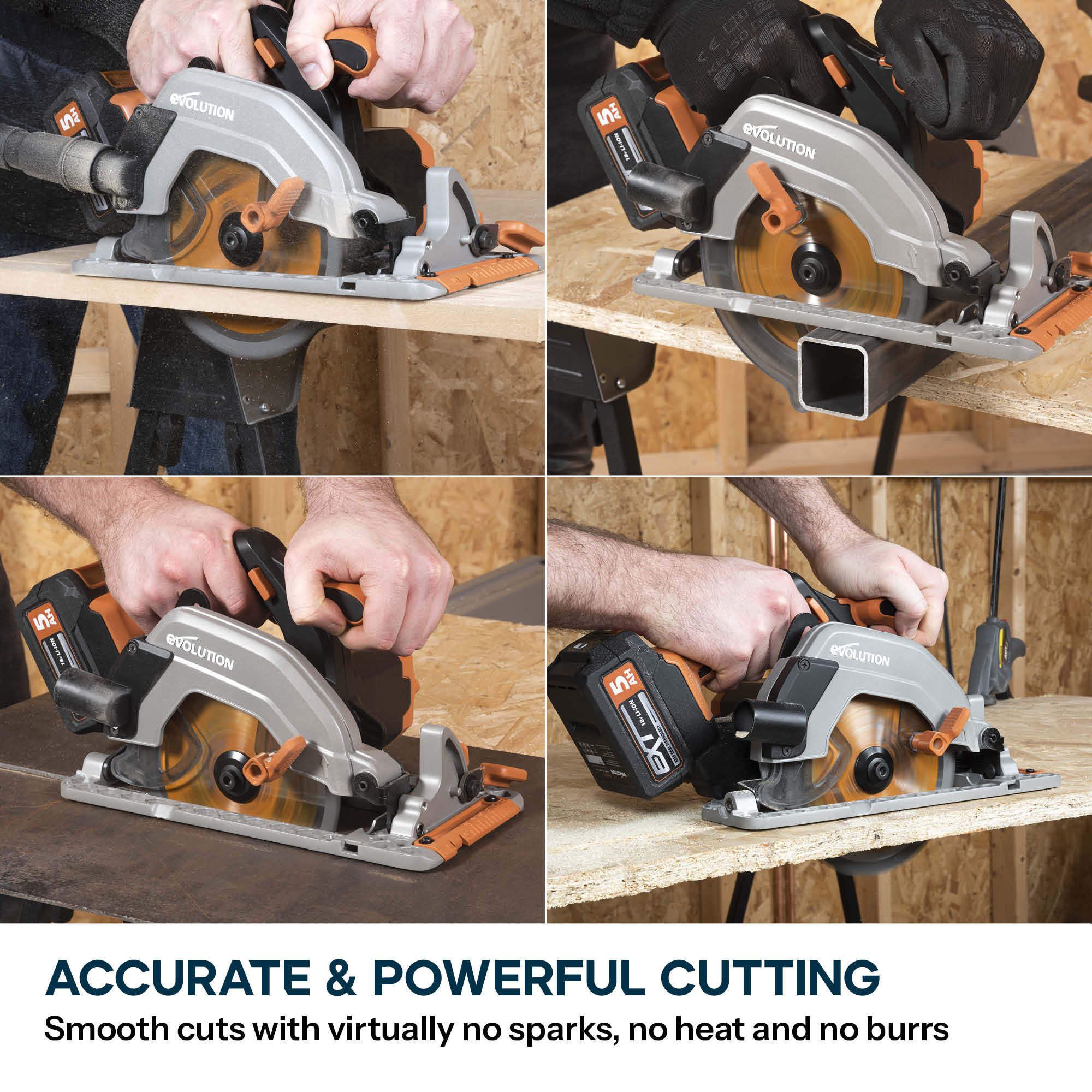 Evolution 18V 165mm Replaceable carbon brushed Cordless Circular saw (Bare Tool) - R165CCS-Li 18V