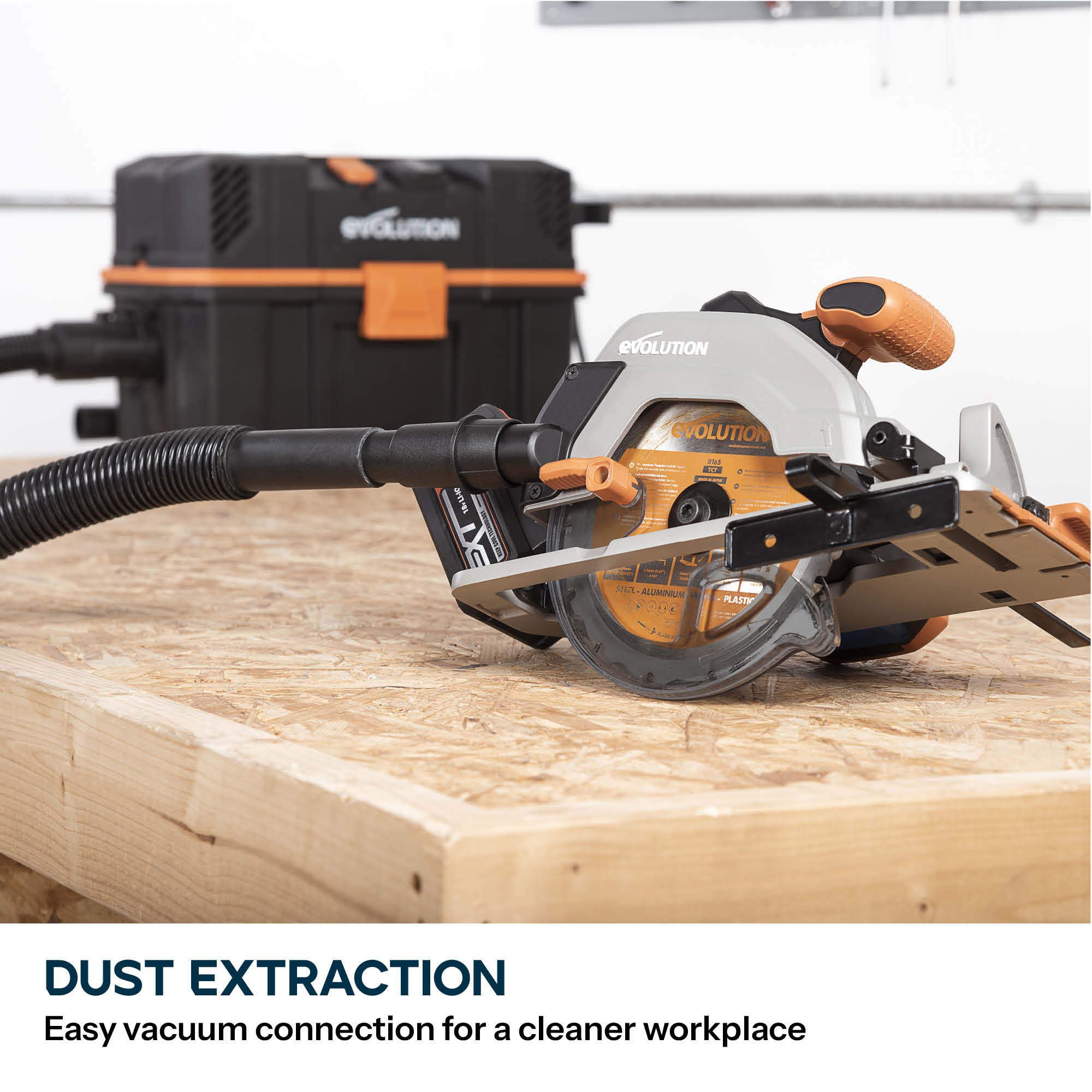 Evolution 18V 165mm Replaceable carbon brushed Cordless Circular saw (Bare Tool) - R165CCS-Li 18V