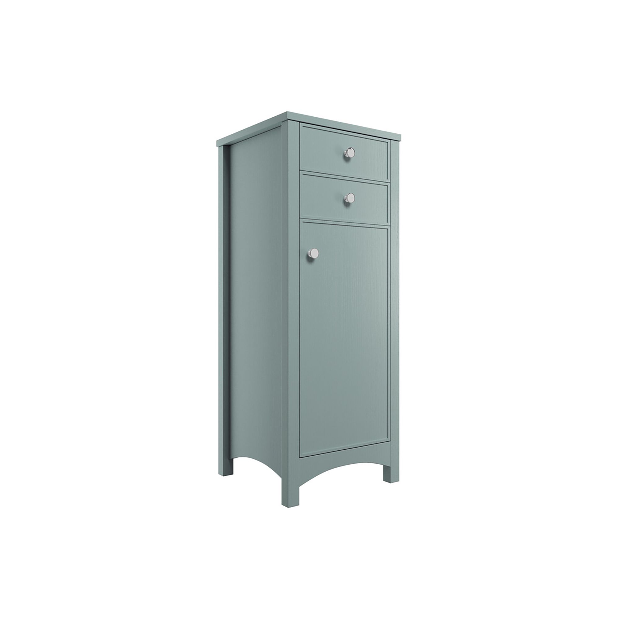 Exbury Tall Seagreen Ash Woodgrain effect Single Freestanding Bathroom Cabinet with 2 Drawers (H)118cm (W)46.5cm
