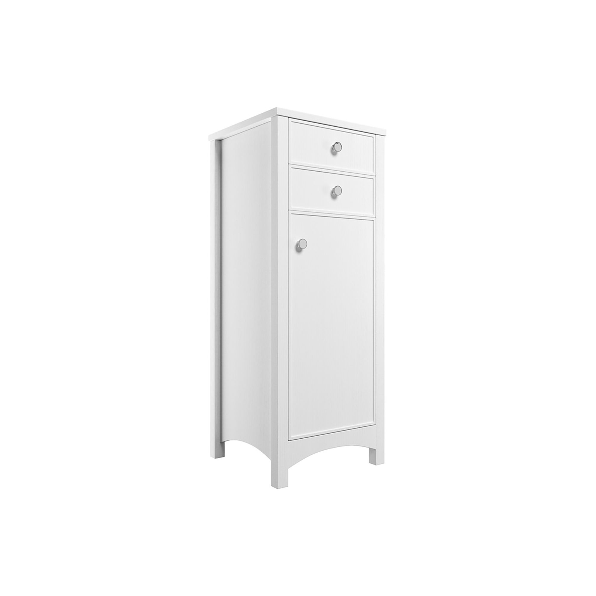 Exbury Tall White Ash Woodgrain effect Single Freestanding Bathroom Cabinet with 2 Drawers (H)118cm (W)46.5cm
