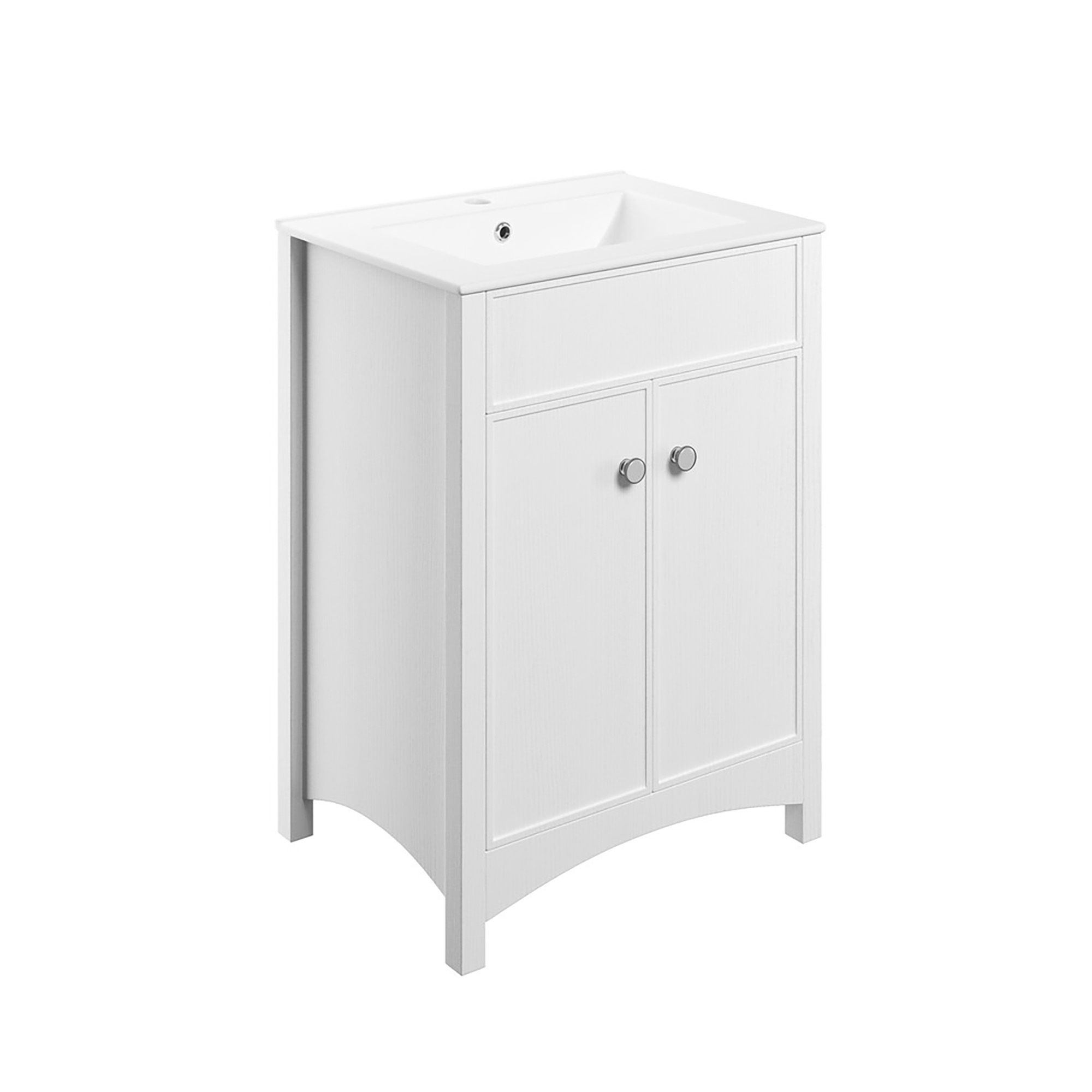 Exbury White Ash Freestanding Vanity unit & basin set (W)610mm (H)835mm