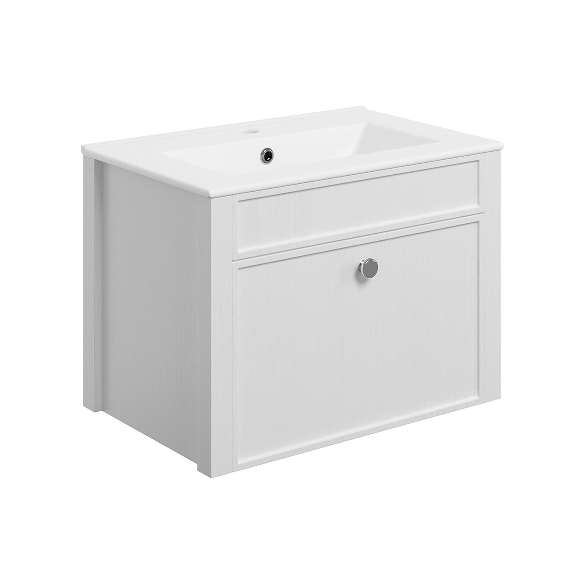 Exbury White Ash Wall-mounted Vanity unit & basin set (W)605mm (H)443mm