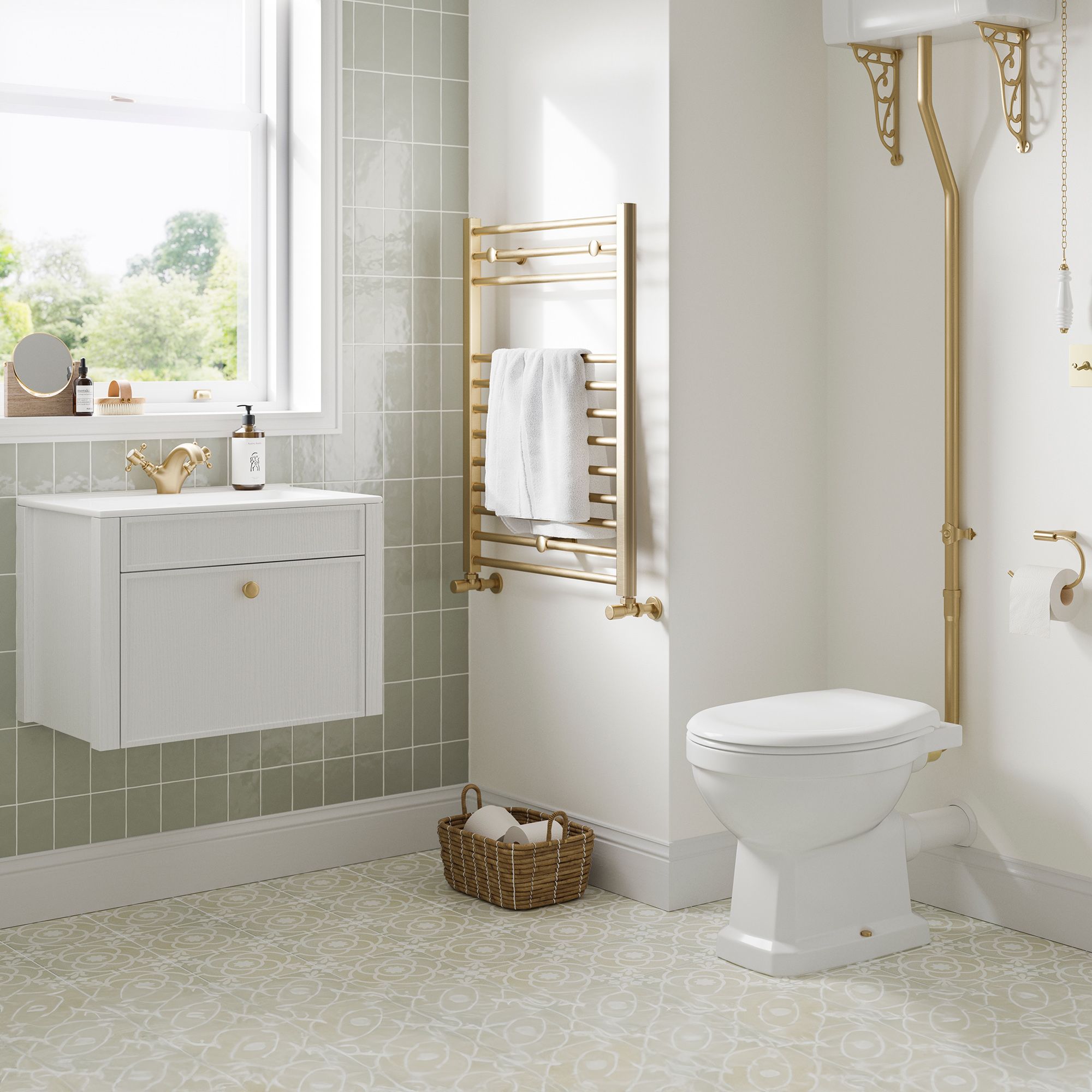 Exbury White Ash Wall-mounted Vanity unit & basin set (W)605mm (H)443mm