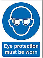 Eye protection must be worn Polypropylene Safety sign, (H)210mm (W)148mm