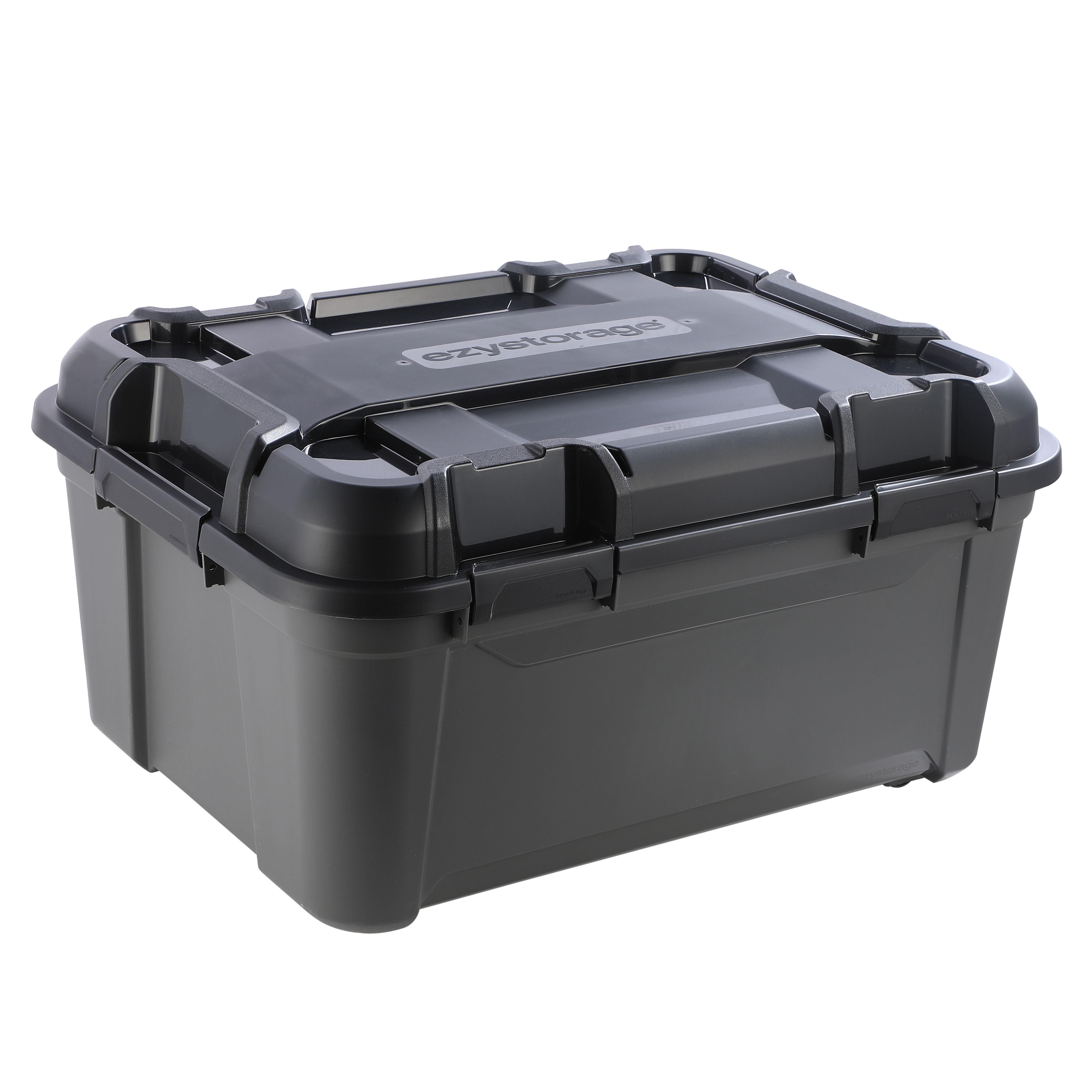 Ezy Storage Bunker tough Black 120L XL Stackable Wheeled Storage box ...