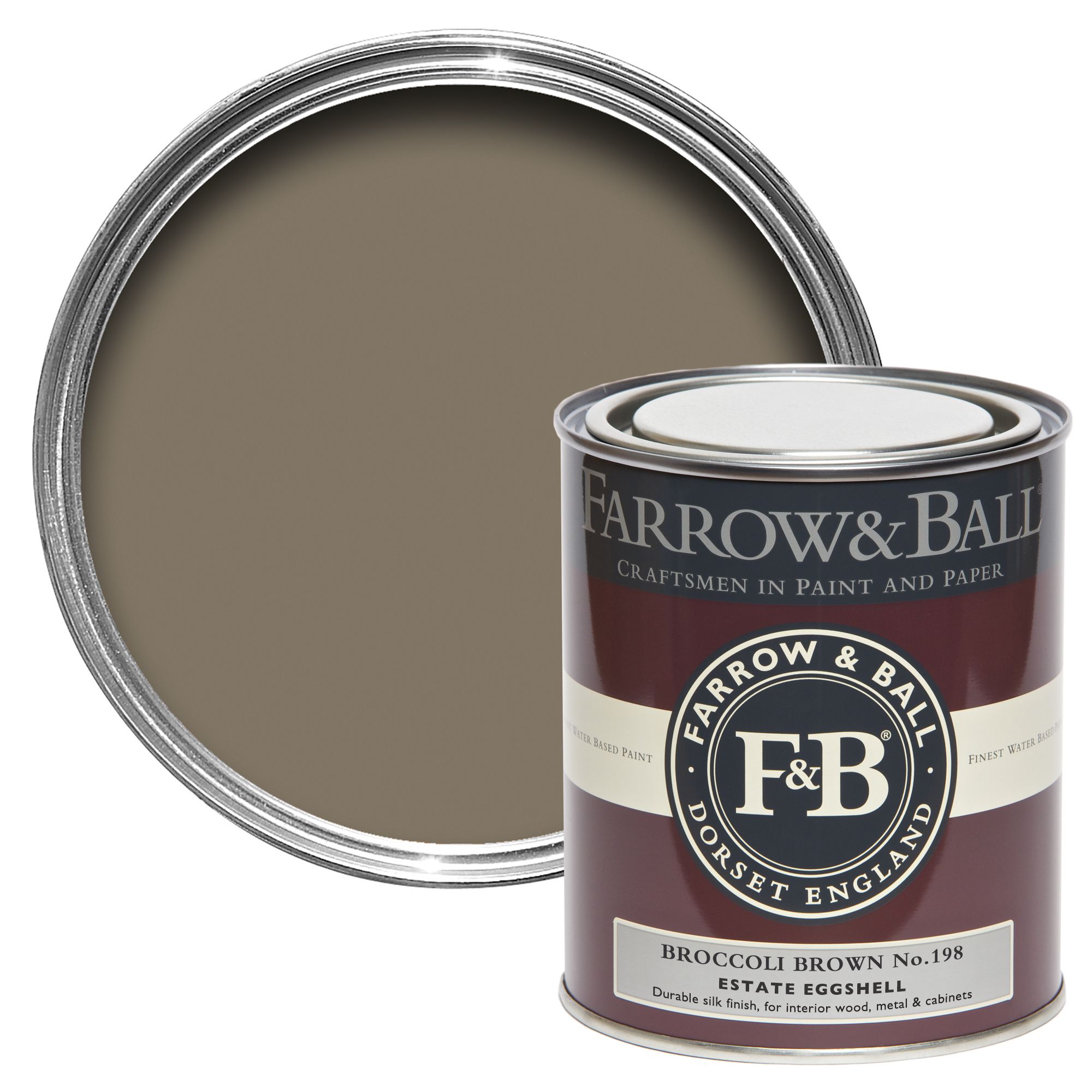 Farrow & Ball Estate Broccoli Brown No.198 Eggshell Metal & wood paint, 750ml