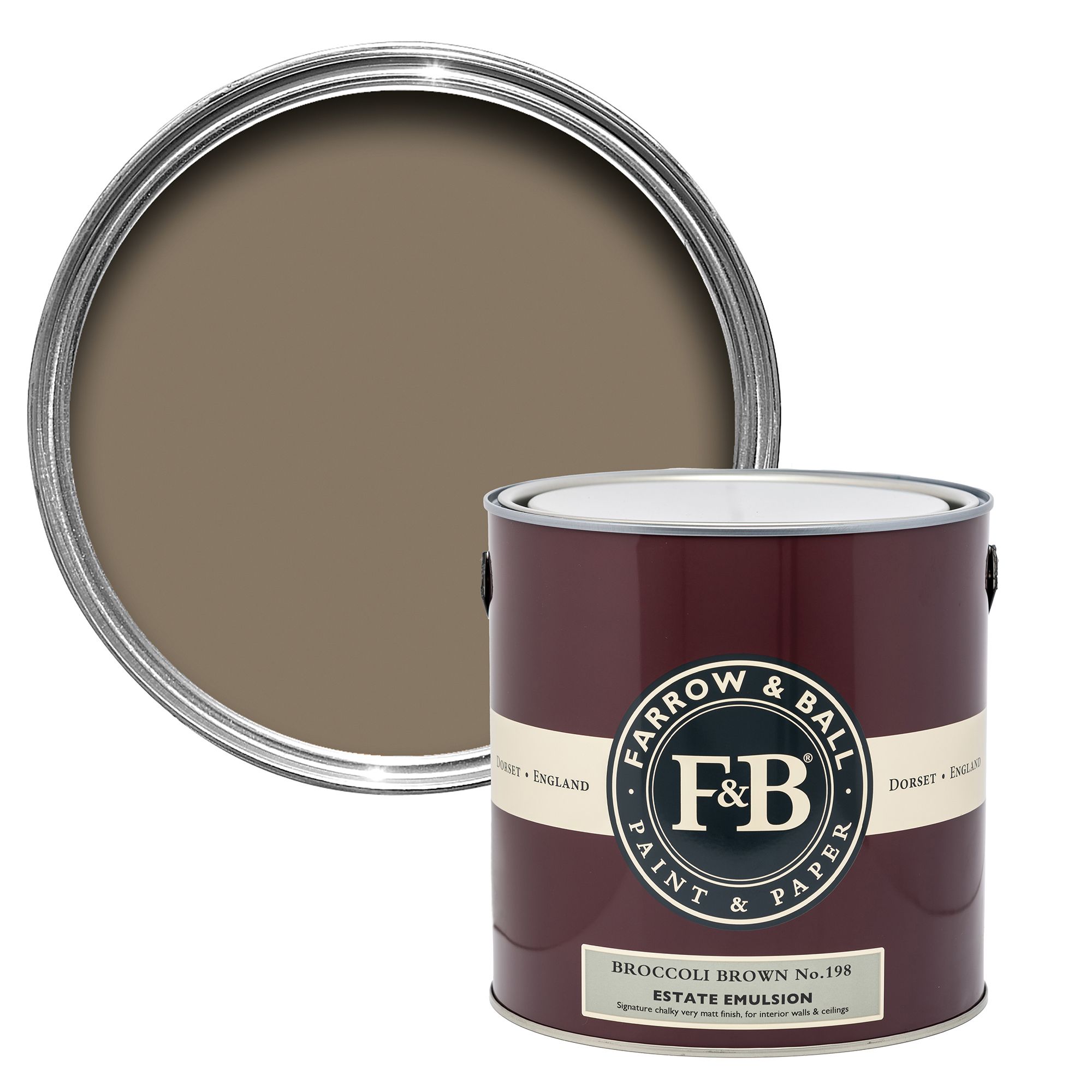 Farrow & Ball Estate Broccoli Brown No.198 Matt Wall & ceiling Emulsion paint, 2.5L