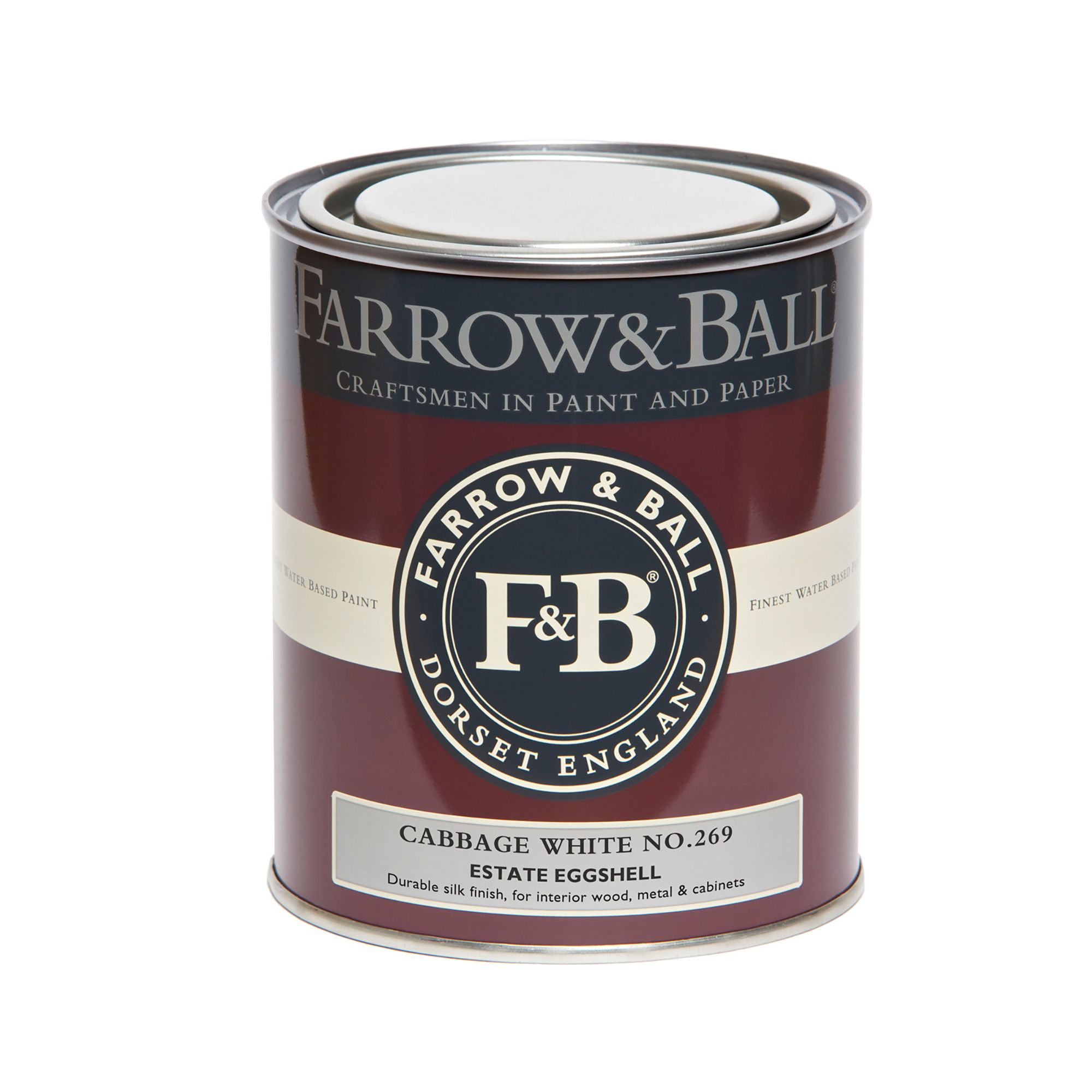 Farrow & Ball Estate Cabbage White No.269 Eggshell Paint, 750ml