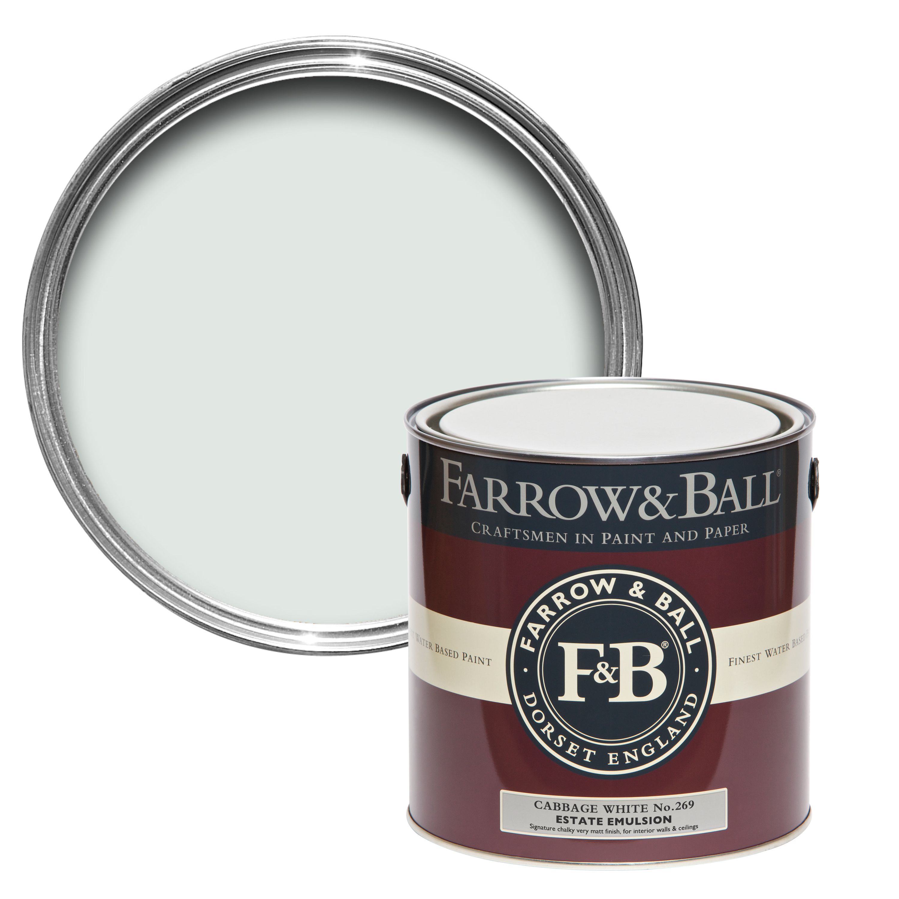 Farrow & Ball Estate Cabbage white No.269 Matt Emulsion paint, 2.5L