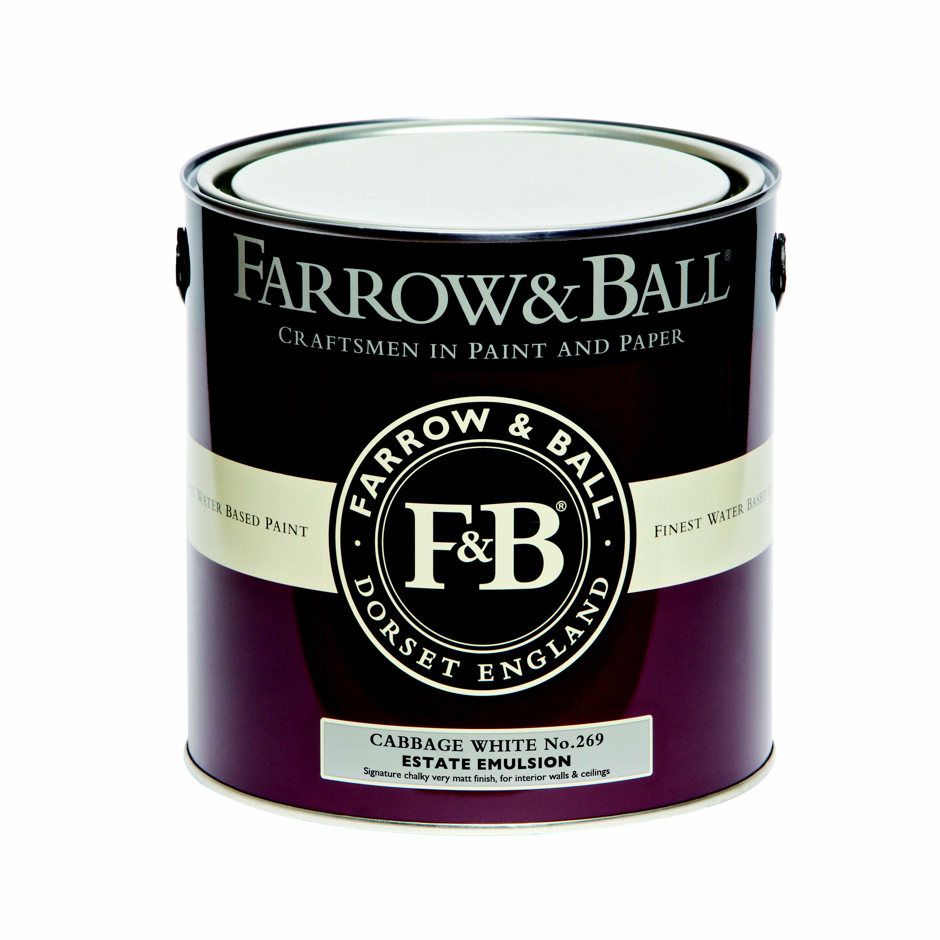 Farrow & Ball Estate Cabbage white No.269 Matt Emulsion paint, 2.5L
