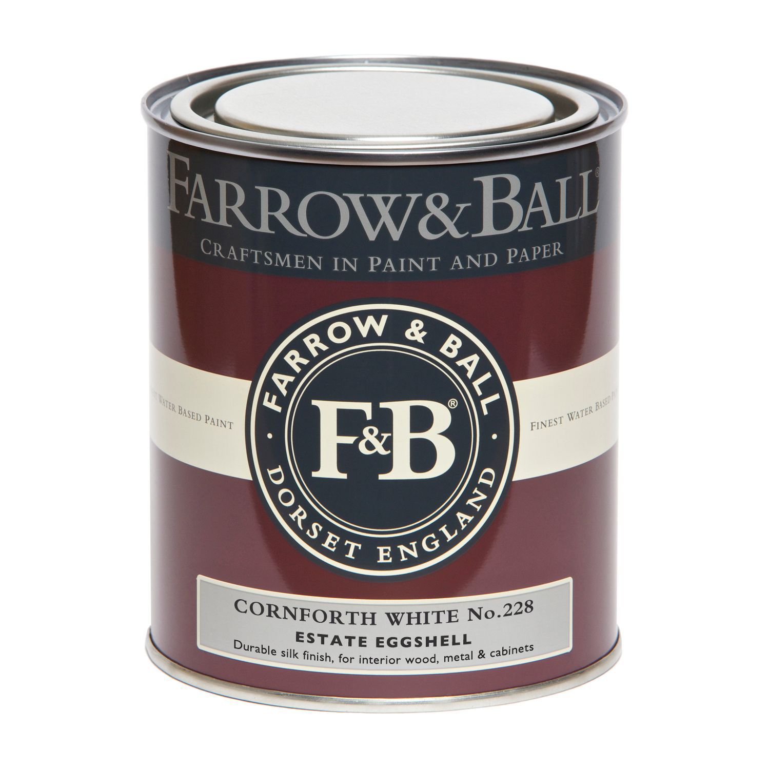 Farrow & Ball Estate Cornforth white No.228 Eggshell Metal & wood paint, 750ml
