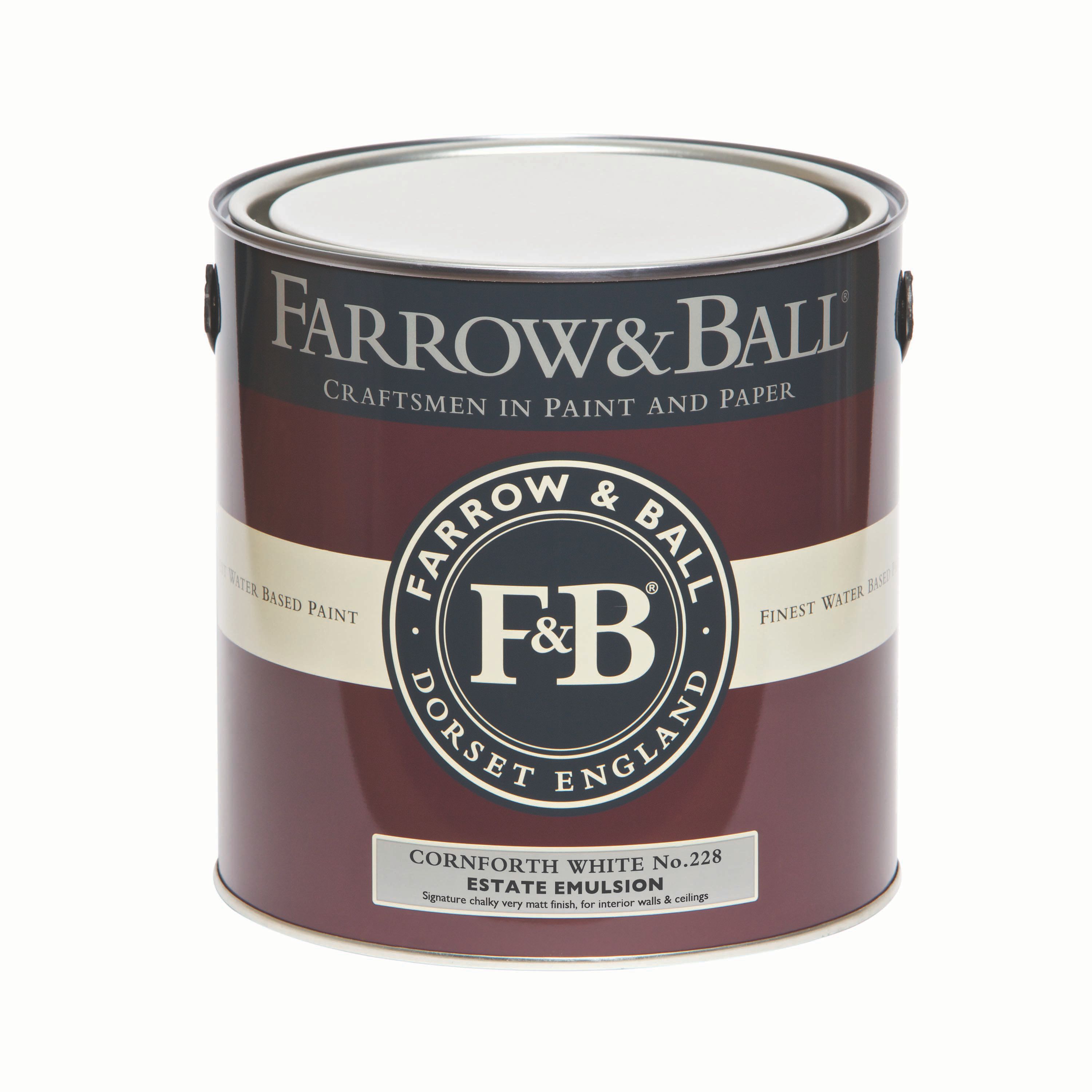Farrow & Ball Estate Cornforth white No.228 Matt Emulsion paint, 2.5L