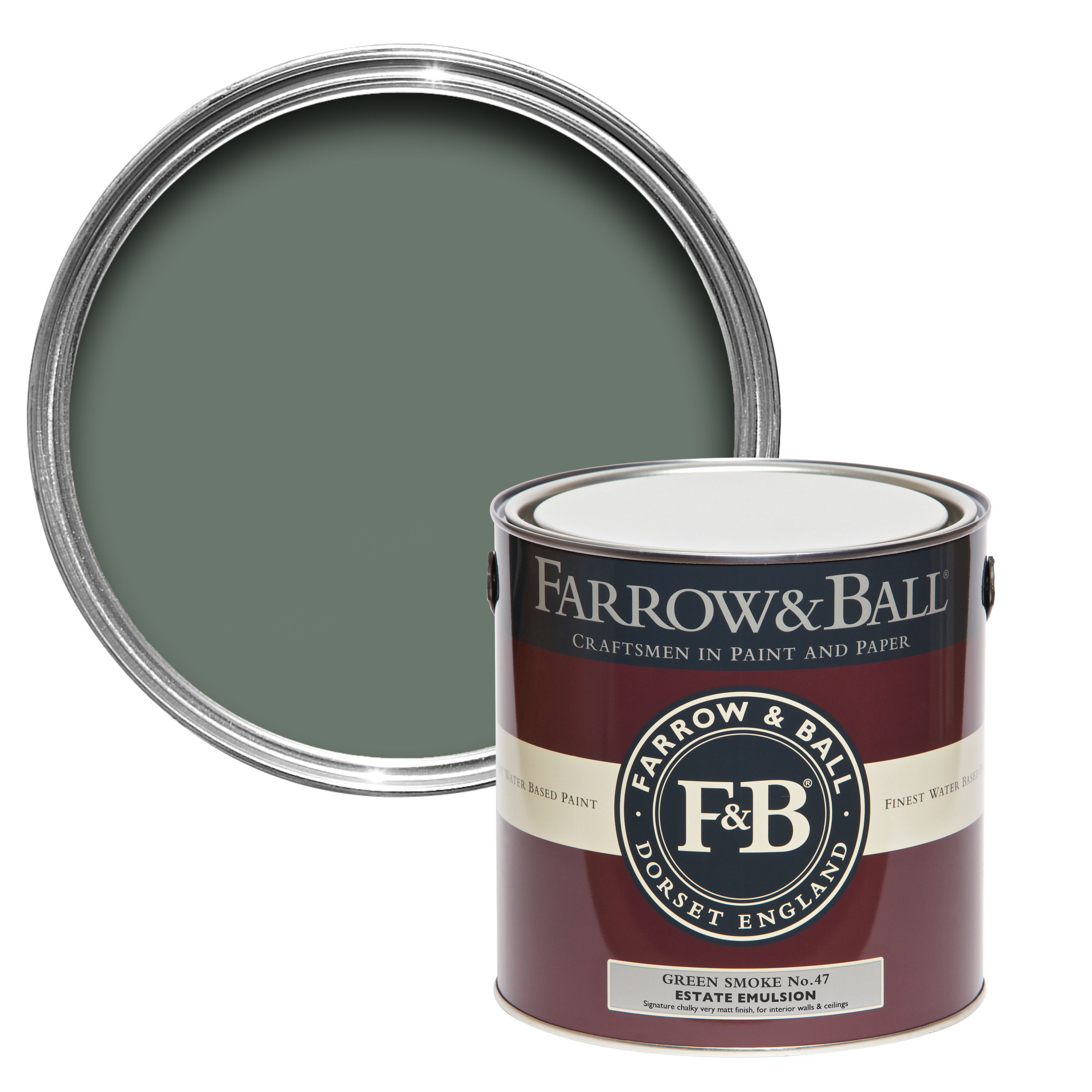 Farrow & Ball Estate Green smoke No.47 Matt Emulsion paint, 2.5L