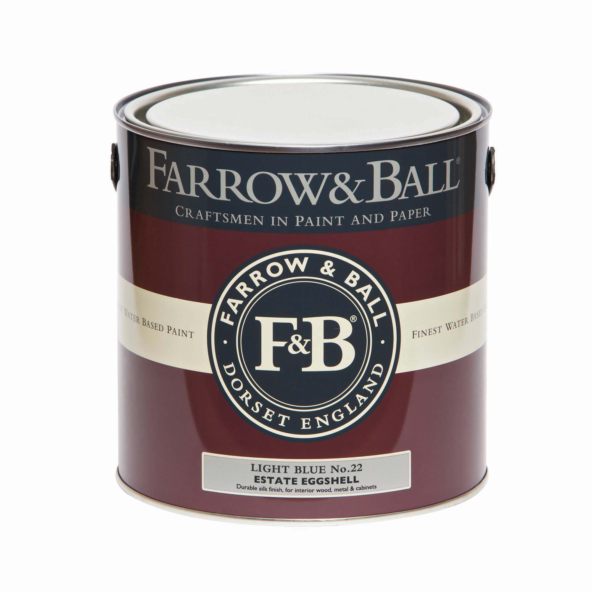 Farrow & Ball Estate Light Blue No.22 Eggshell Paint, 2.5L