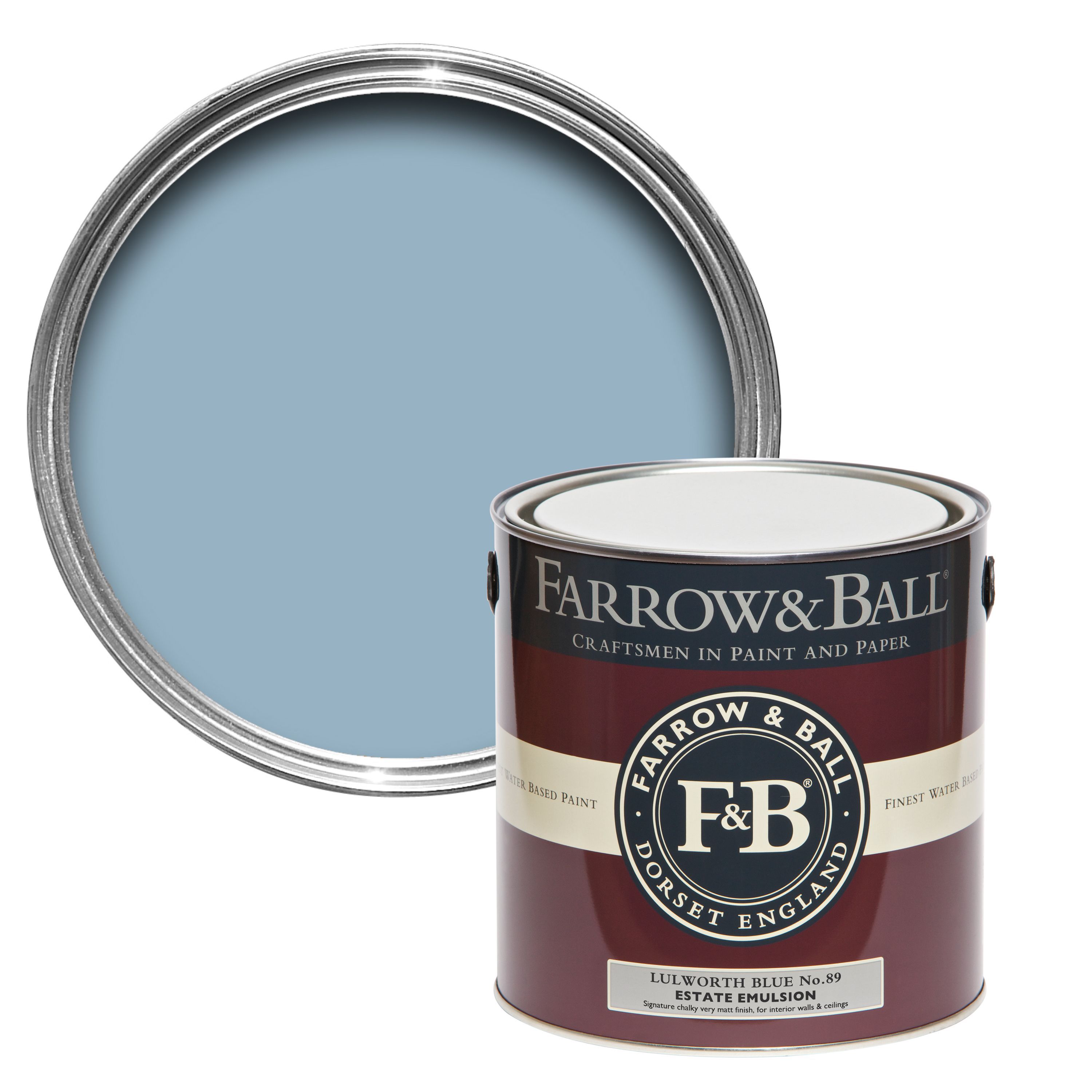 Farrow & Ball Estate Lulworth blue No.89 Matt Emulsion paint, 2.5L