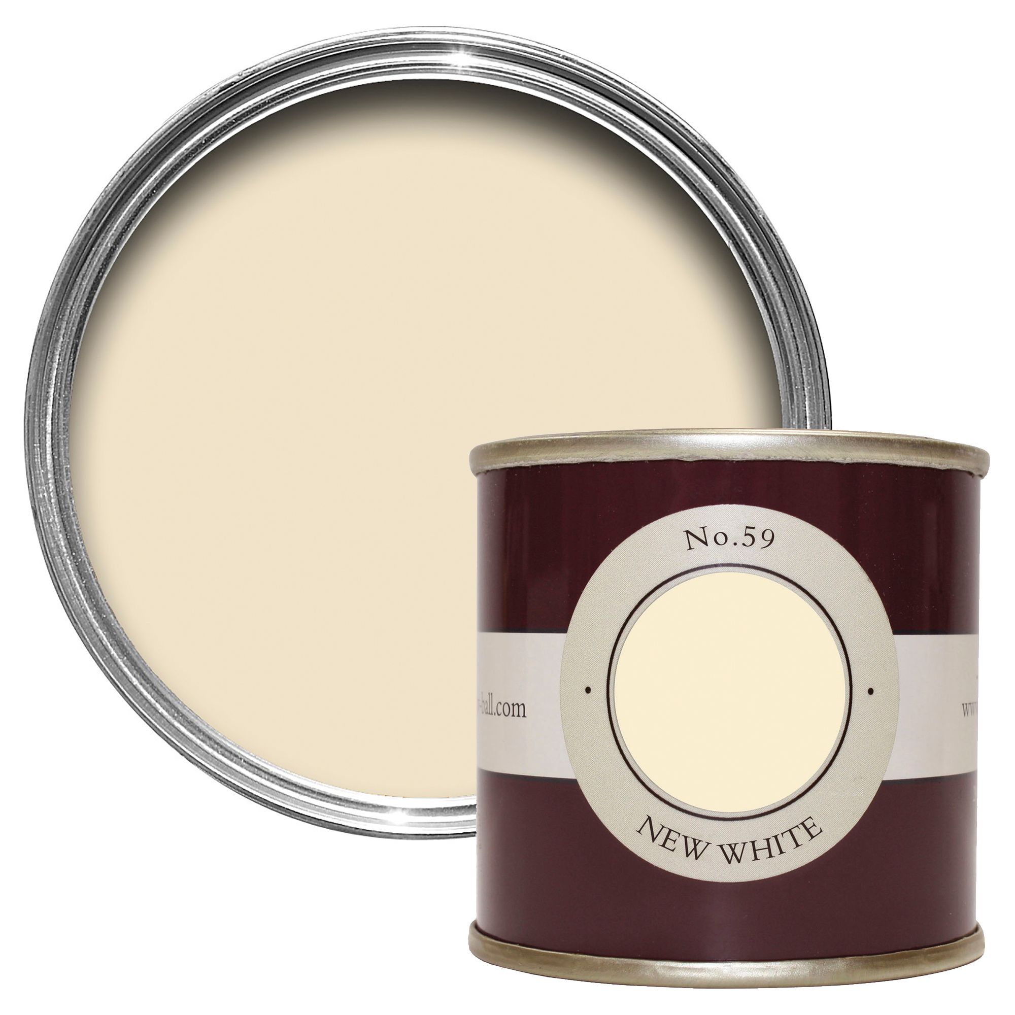 Farrow & Ball Estate New white No.59 Emulsion paint, 100ml Tester pot