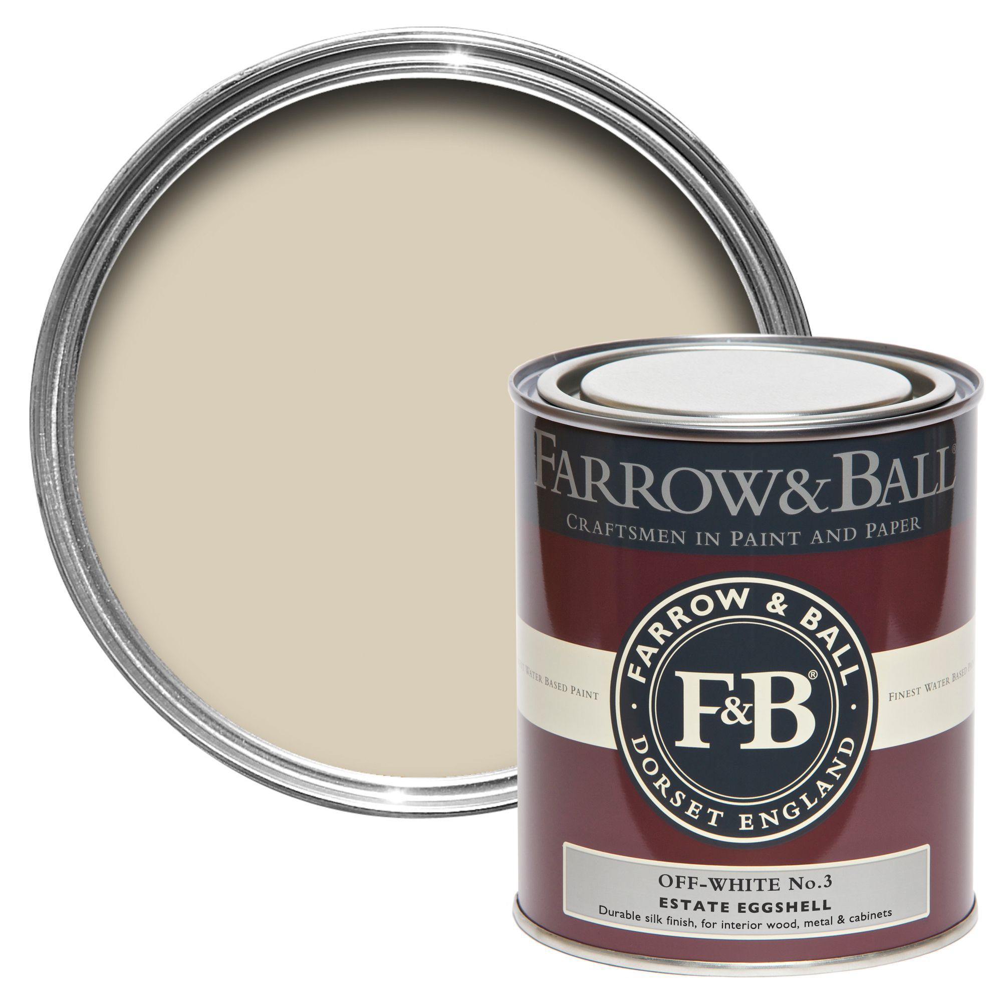 Farrow Ball Estate Off white No.3 Eggshell Metal wood paint 750ml Tradepoint