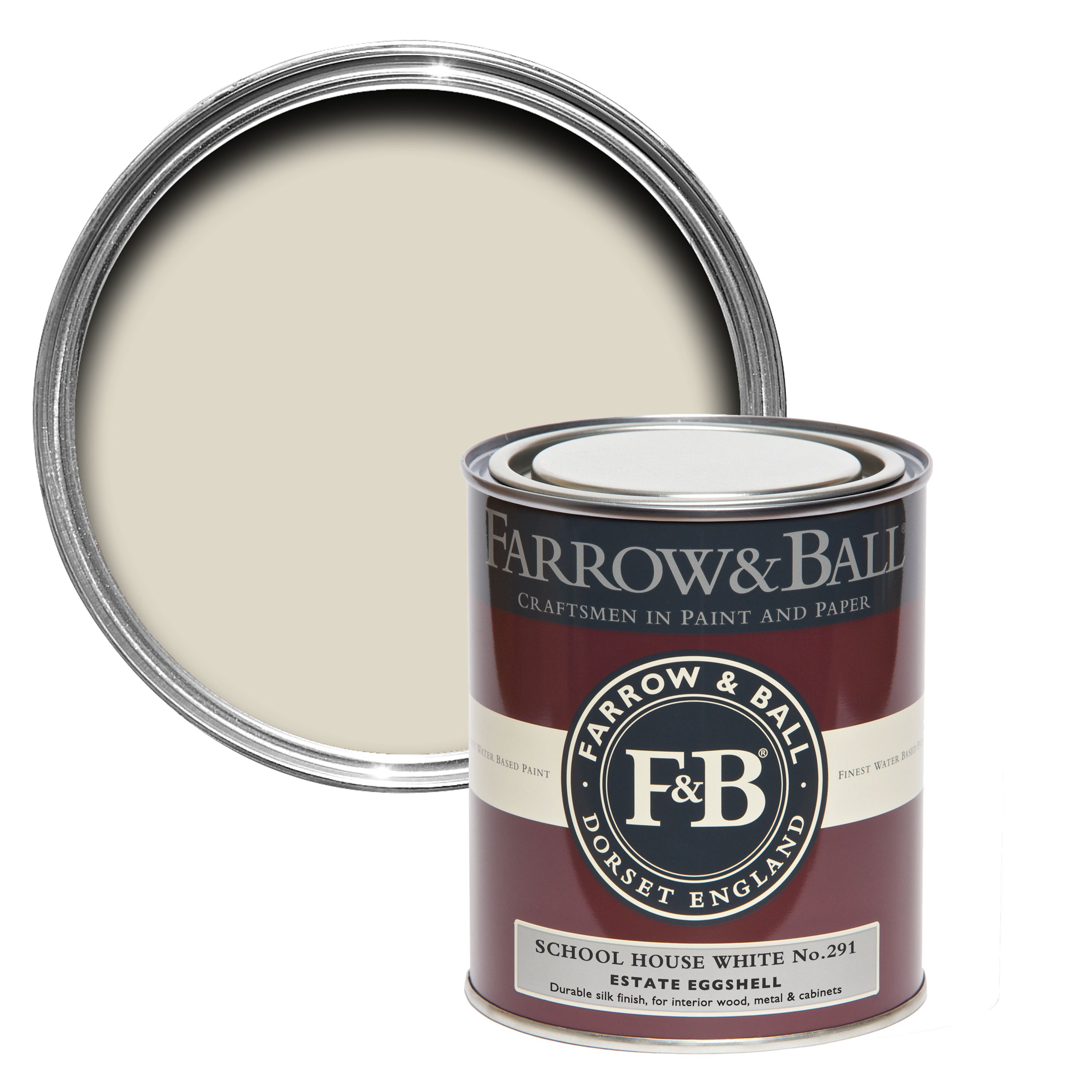 Farrow & Ball Estate School house white No.291 Eggshell Metal & wood paint, 750ml