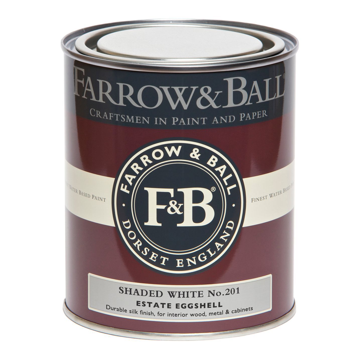 Farrow & Ball Estate Shaded white No.201 Eggshell Metal & wood paint, 750ml