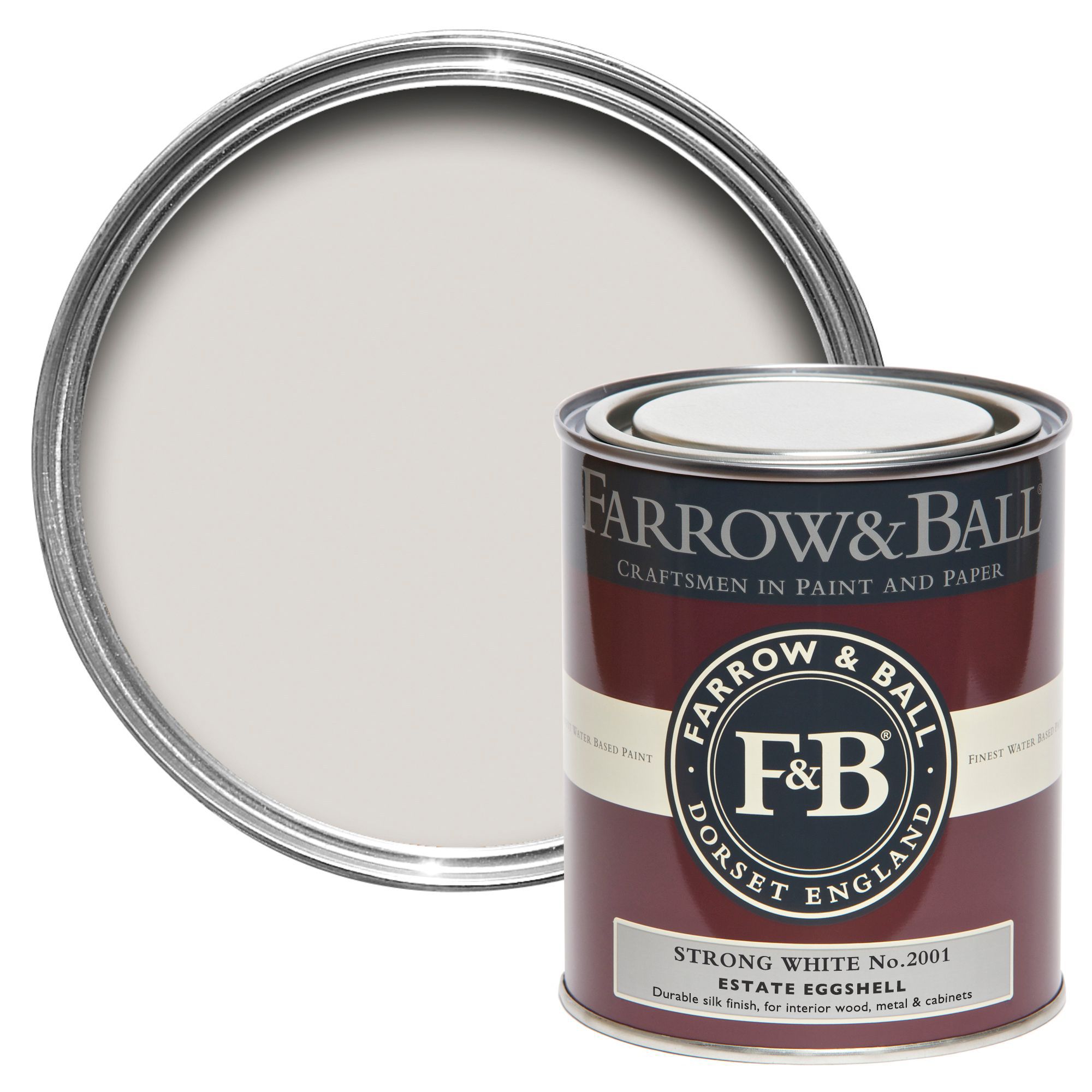 Farrow & Ball Estate Strong white No.2001 Eggshell Metal & wood paint, 750ml