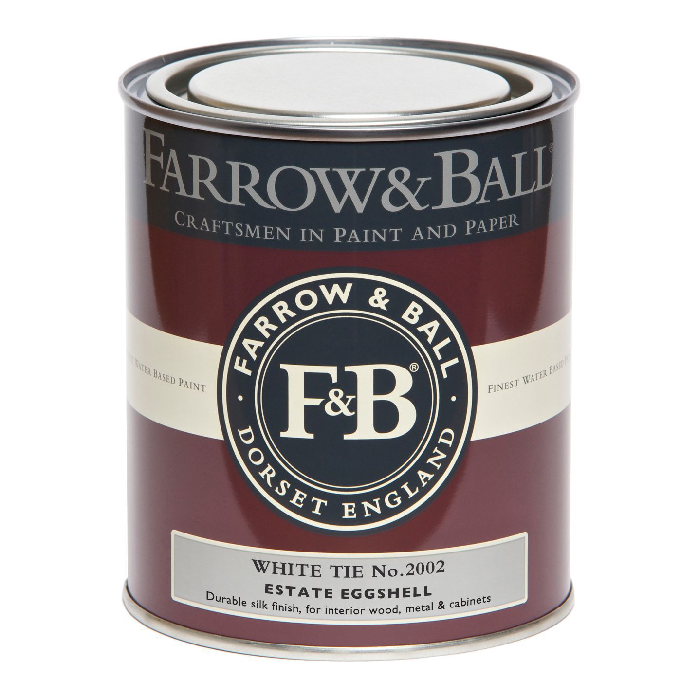 Farrow & Ball Estate White tie No.2002 Eggshell Metal & wood paint, 750ml