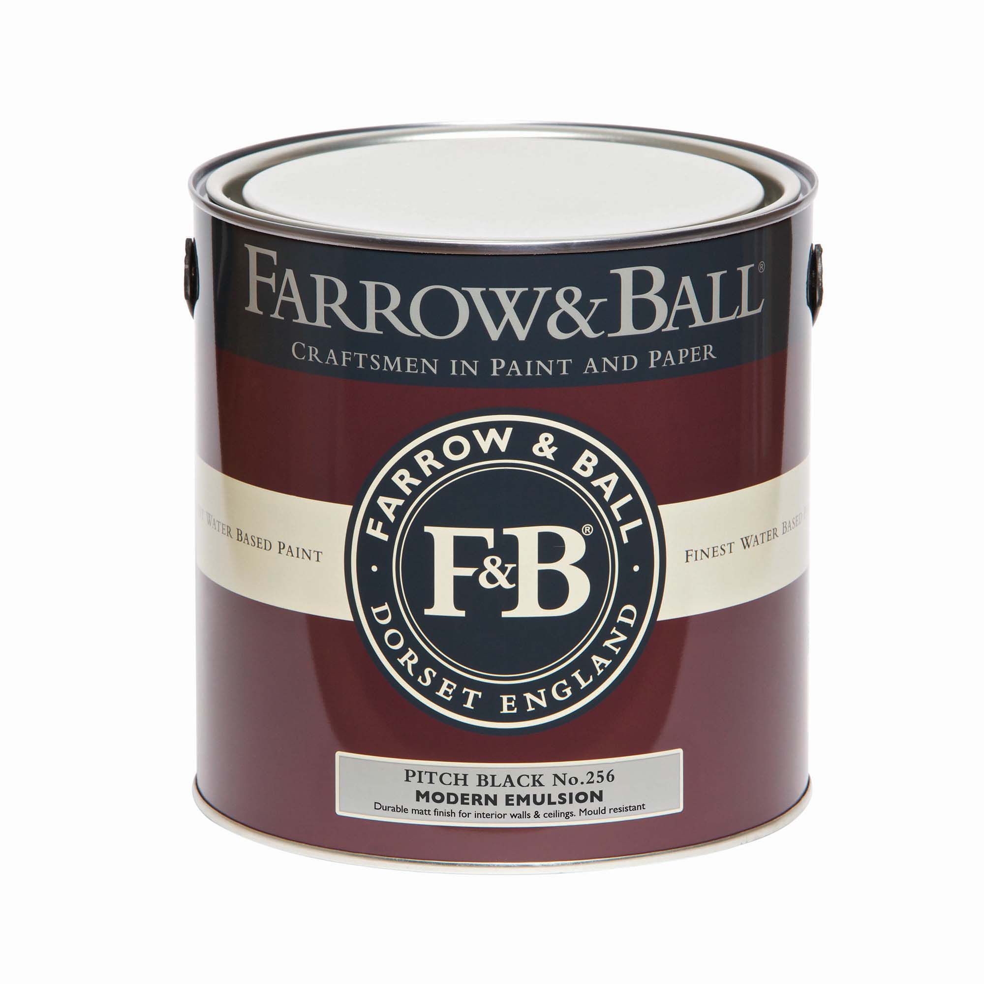 Farrow & Ball Modern Pitch Black No.256 Matt Emulsion paint, 2.5L