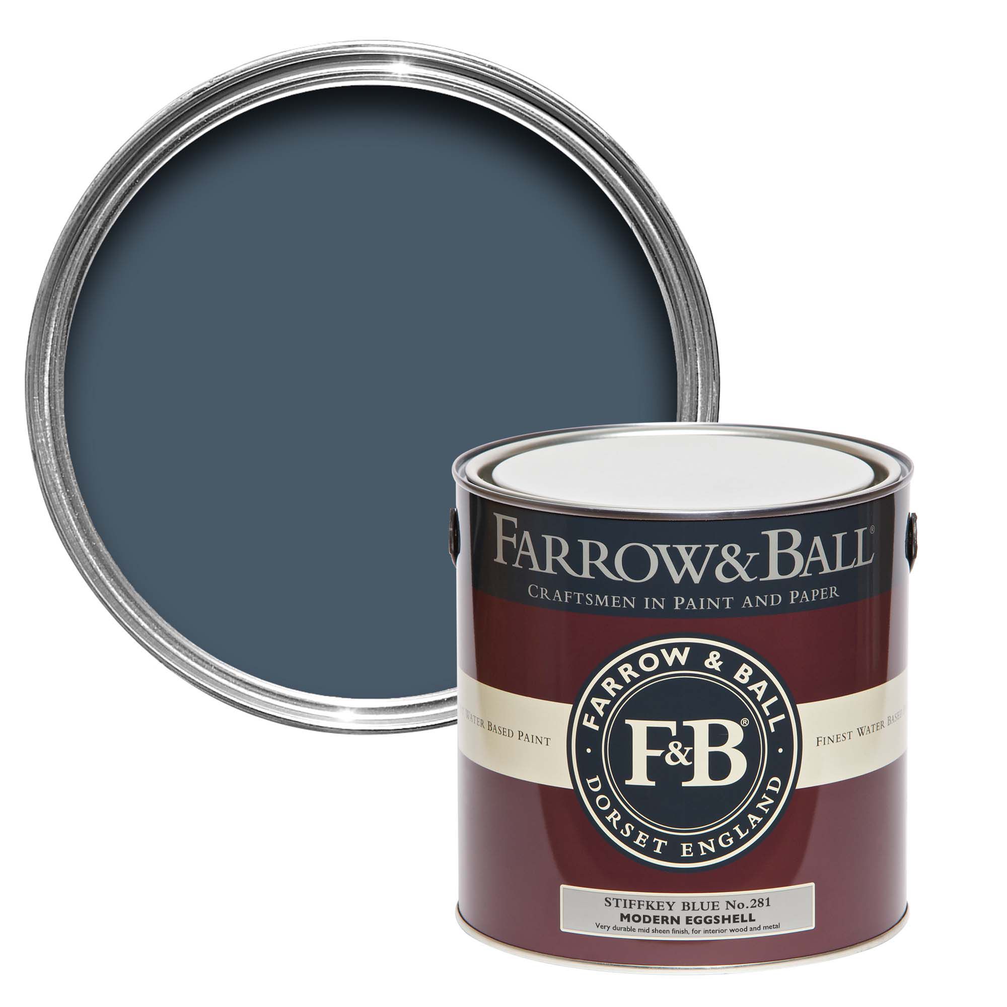 Farrow & Ball Modern Stiffkey Blue No.281 Eggshell Paint, 2.5L