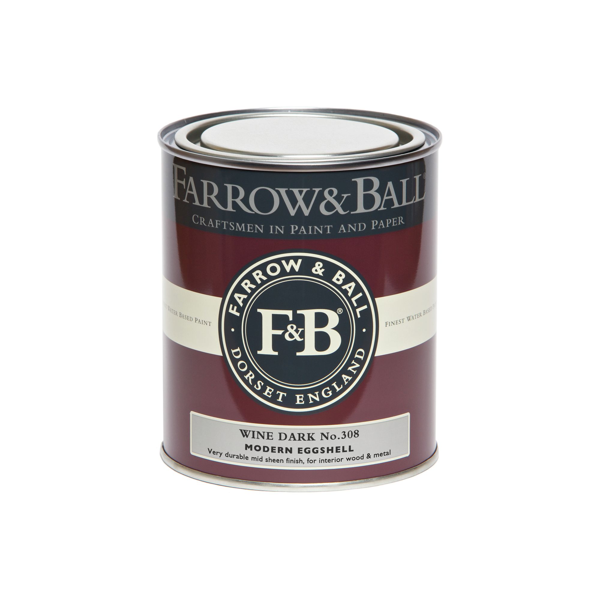 Farrow & Ball Modern Wine Dark No.308 Eggshell Paint, 750ml