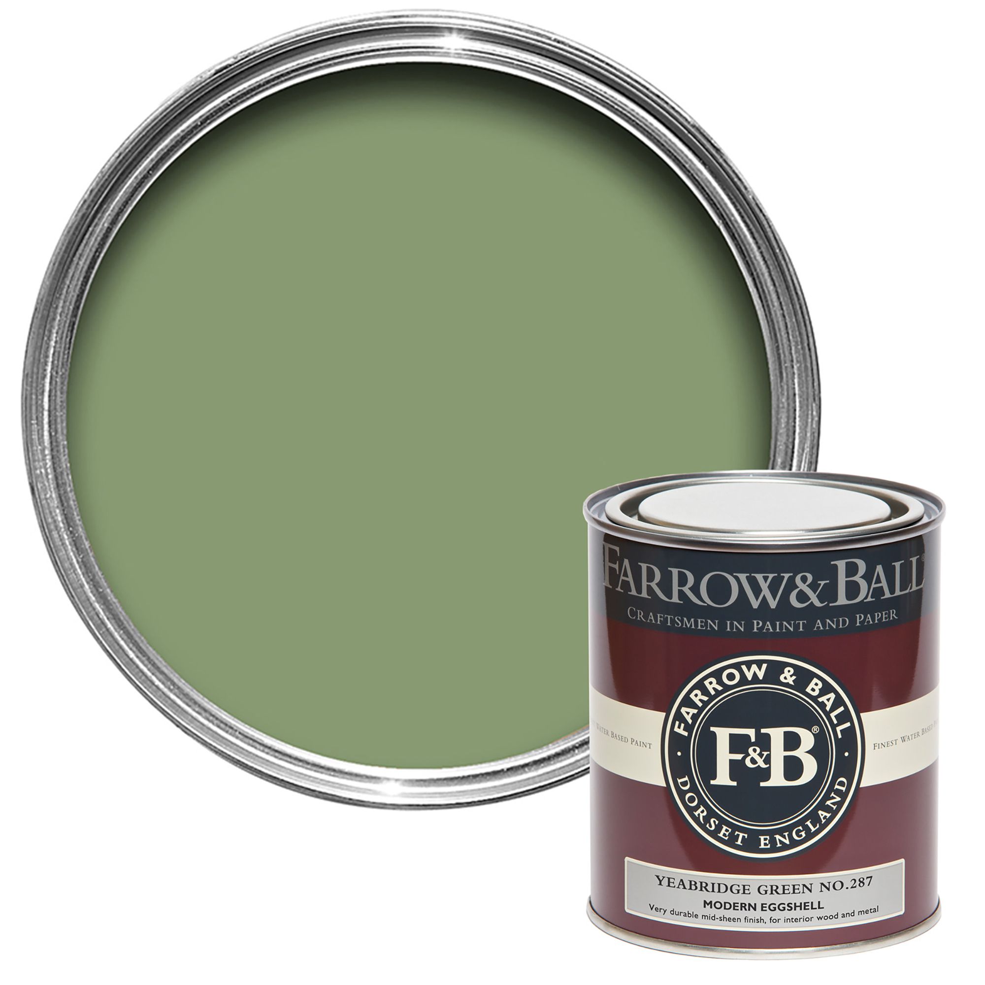 Farrow & Ball Modern Yeabridge Green No.287 Eggshell Paint, 750ml