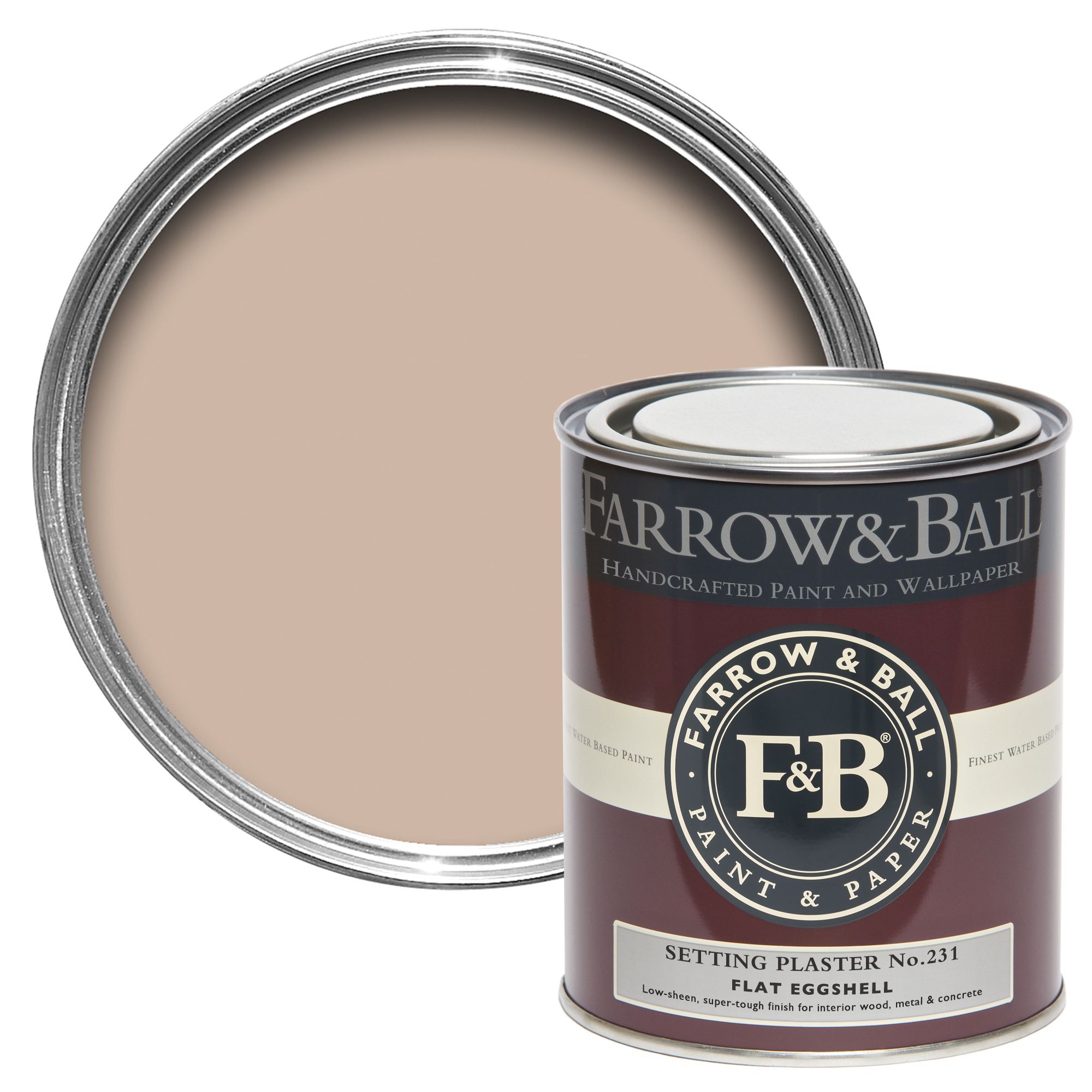 Farrow & Ball Setting Plaster No.231 Flat eggshell Multi-surface Topcoat Paint, 750ml Tin