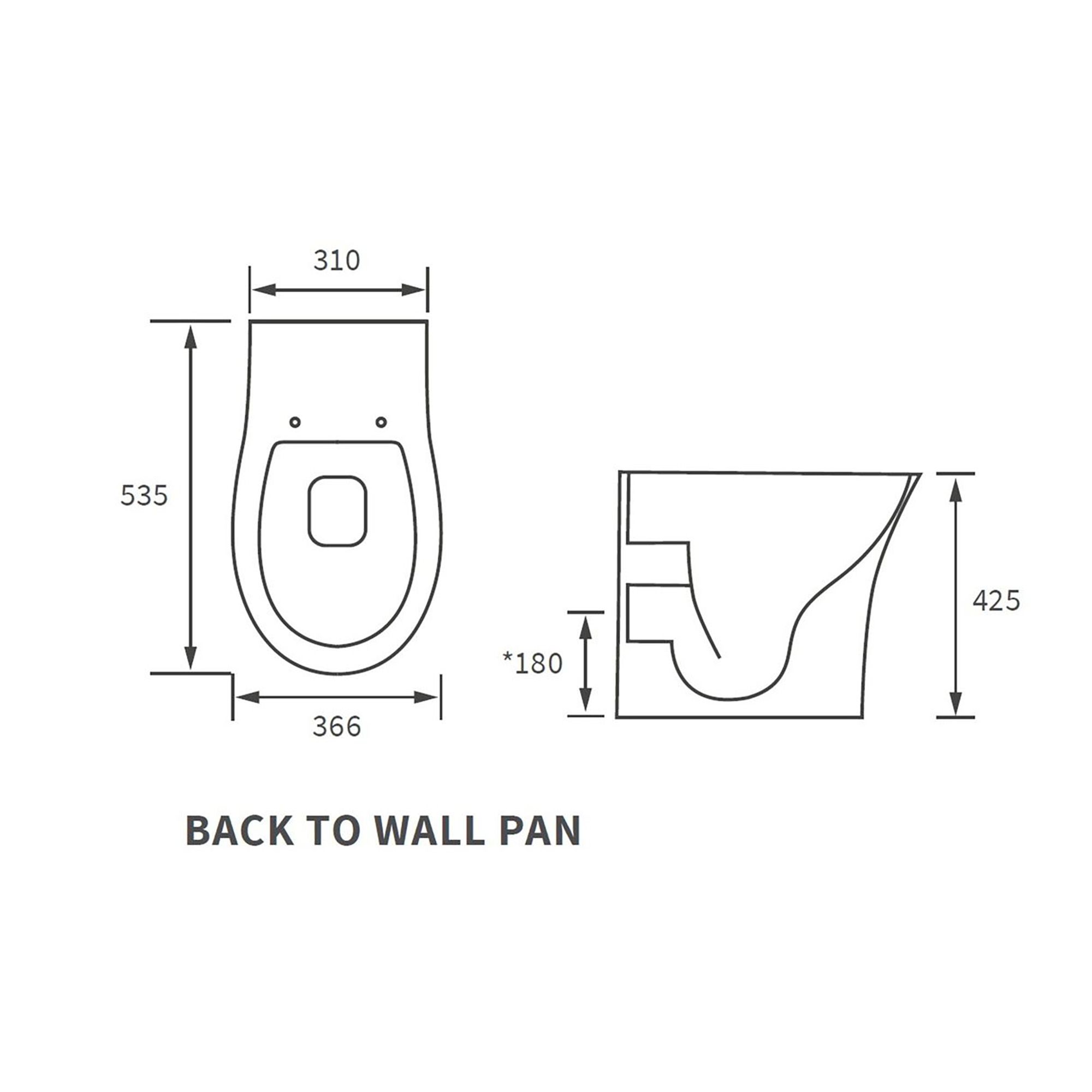 Fewstone White Rimless Back to wall Toilet pan with Soft close seat