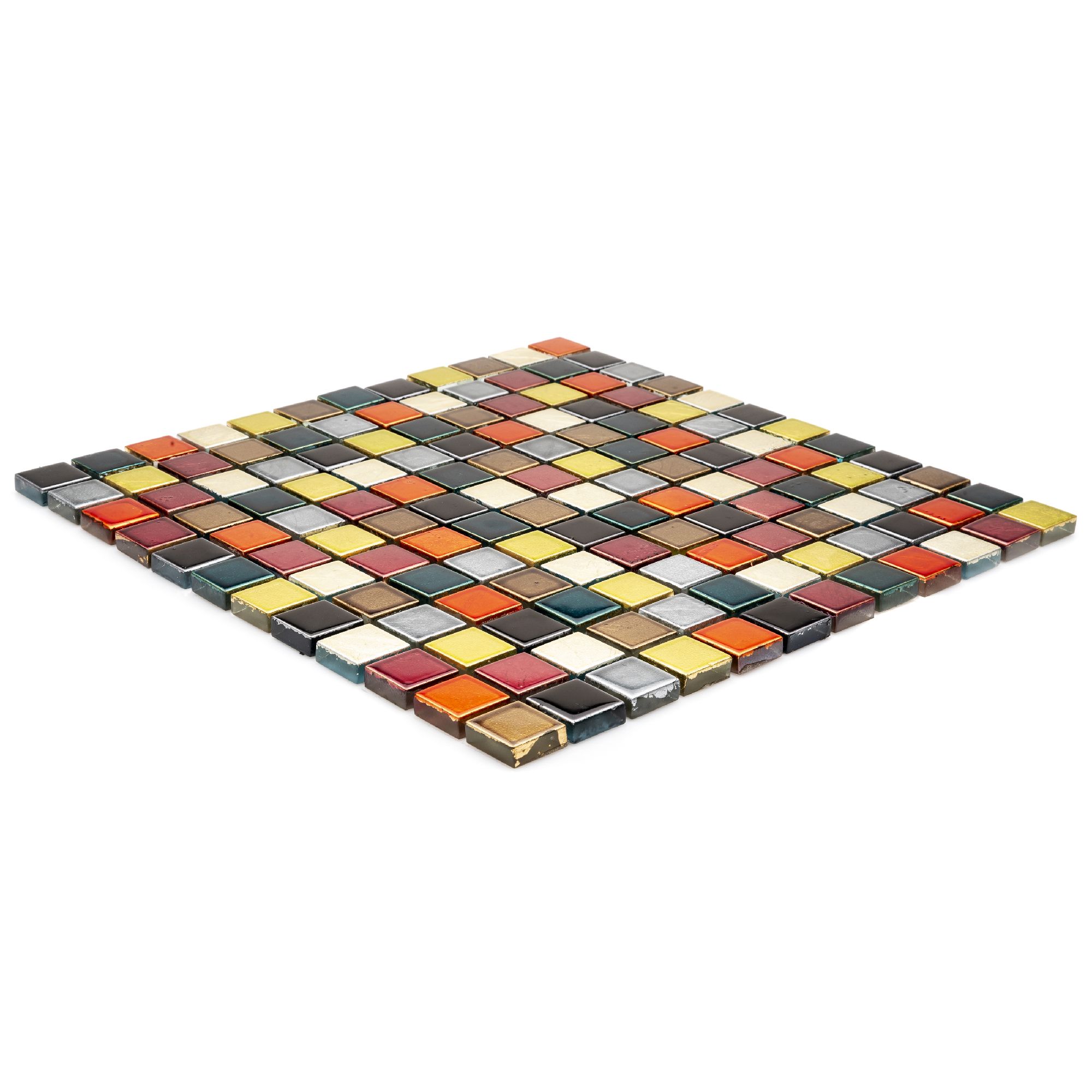 Fiesta Multicolour Handmade effect Glass 3x3 Mosaic tile, (L)300mm (W)300mm