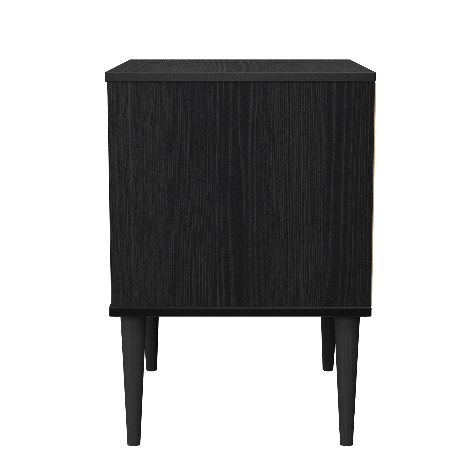 Fiji Ready assembled Black & oak 2 Drawer Smart Bedside chest (H)594mm ...