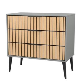 Fiji Ready assembled Grey & oak 3 Drawer Chest (H)759mm (W)765mm (D)395mm